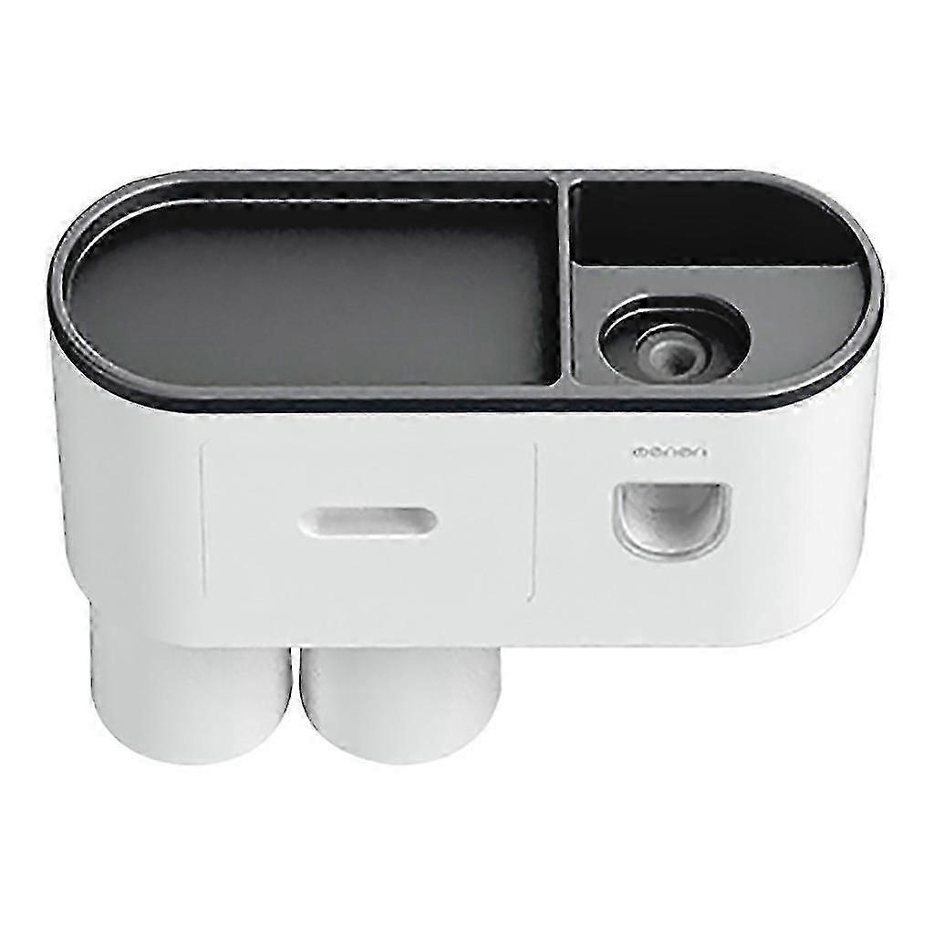 מברשת שיניים רכובה על הקיר ומחסן משחת שיניים מוגדר ללא כיסוי ללא מקדחה