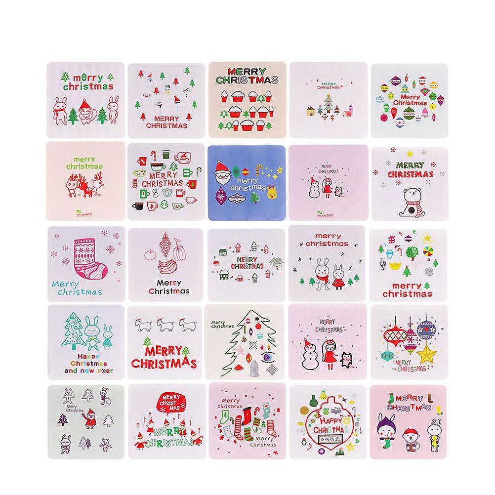 Mini Christmas Greeting Creative Merry Christmas Painted Blessing present for Families Friends Square Assorted Color Sending Wishes 144Pcs