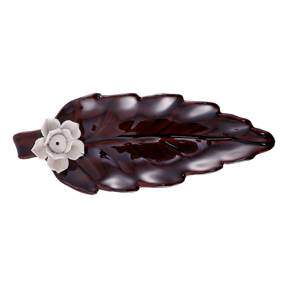 Ceramic Incense Holder Leaf Shape Incense Burner for Home 1Pcs