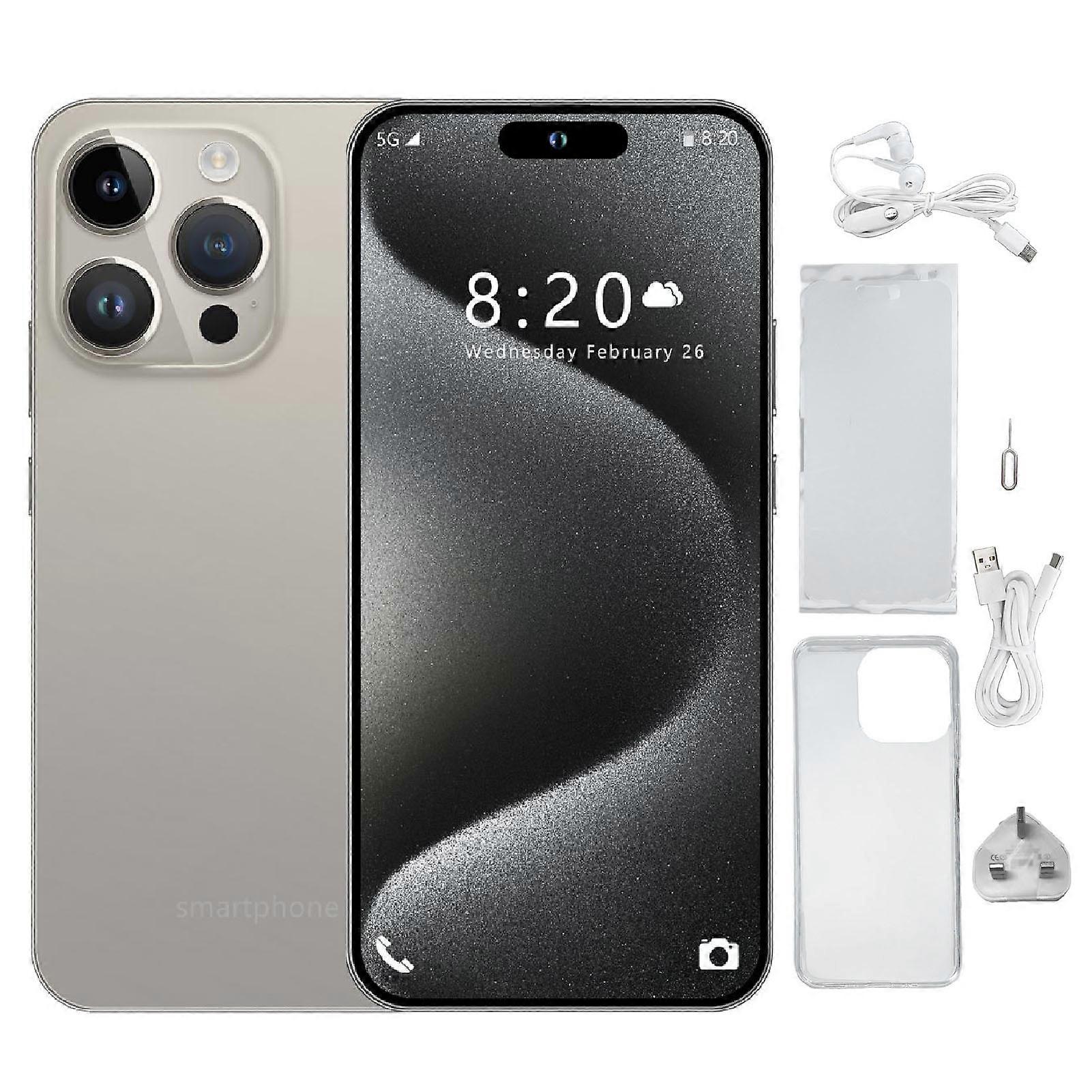 I15PROMAX Titanium Unlocked Smartphone, Android 14, Dual Sim, 12GB RAM, 256GB ROM