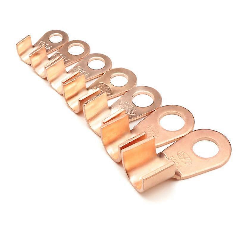Wire Terminal OT Type 3A 5A 10A 20A 30A 40A 50A 60A 80A Red Copper Nose Lugs Crimp Open Mouth Cable Connector Splice(50A,100 Pieces) 100 pieces 50a