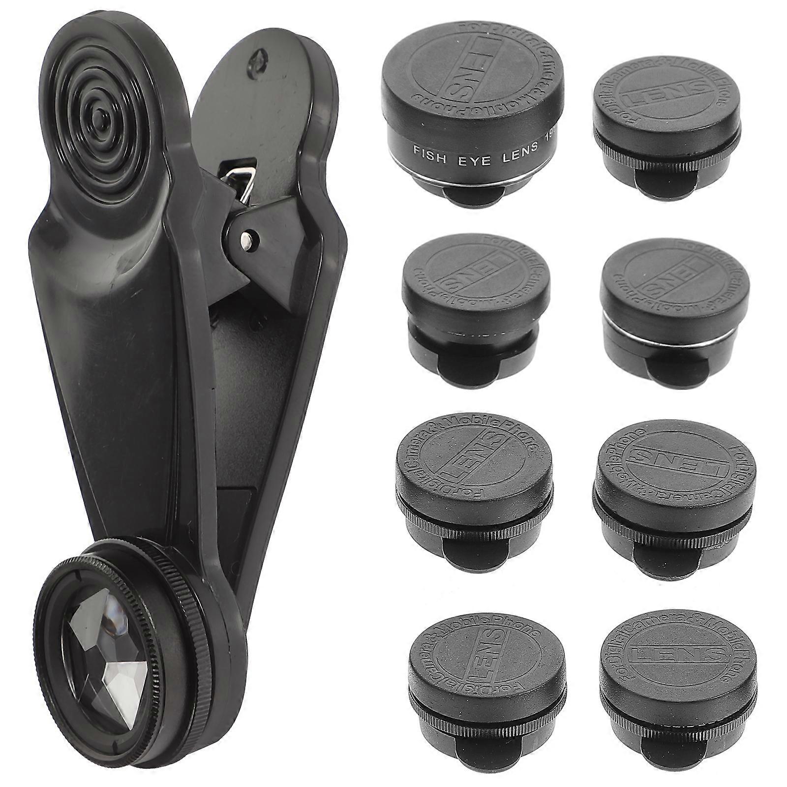 Fisheye Phone Camera Lens Set Mobile Phone Photography Enthusiasts 12*8*4cm Black Macro 1Set