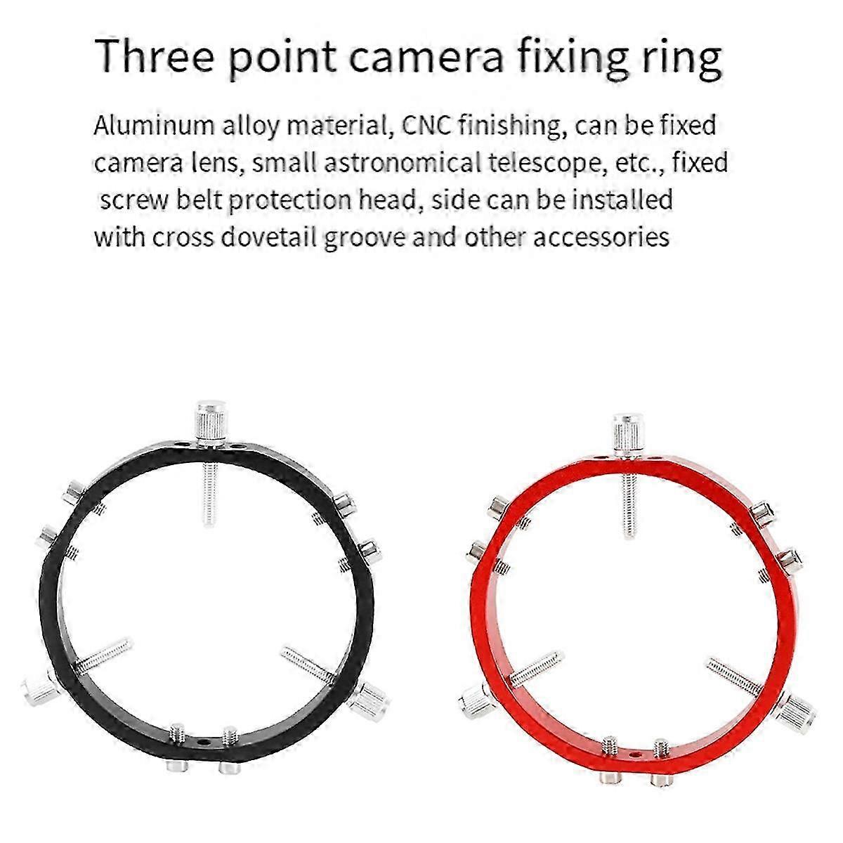 3-Point Astrophotography Guide Locking Rings for Telescope Mount Finder Pointer 120mm Red
