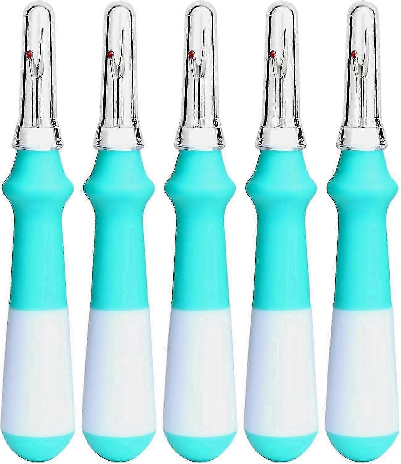5 Pcs Ergonomic Grip Seam Ripper Set, Green Thread Remover Tool for Sewing