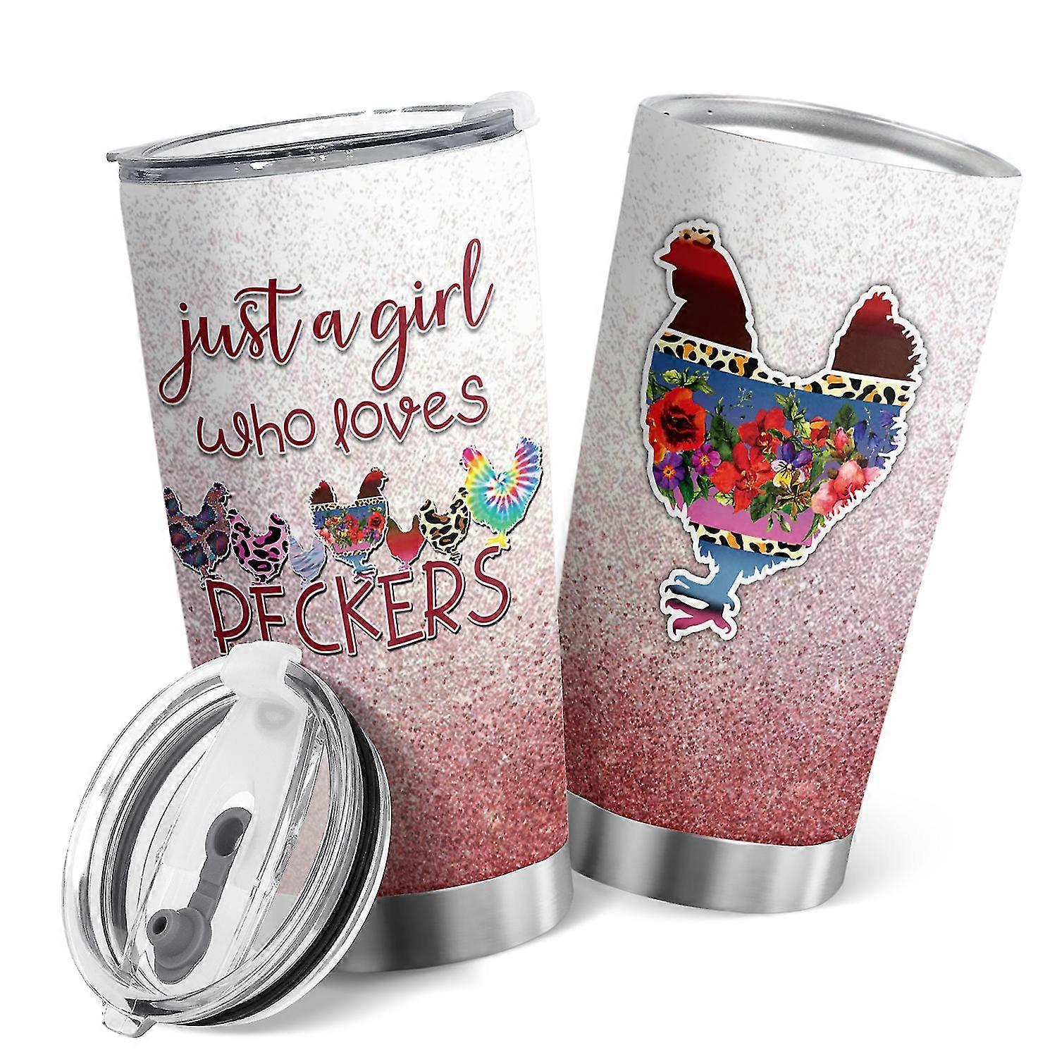 20oz Just A Girl Who Loves Peckers Μονωμένο ποτήρι με καπάκι από ανοξείδωτο ατσάλι Διπλό φλιτζάνι καφέ κενού