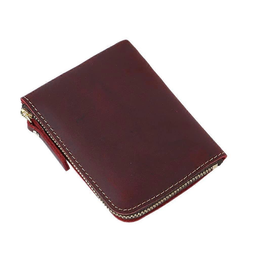 Wallets, 1PC handmade men's retro zipper wallet wallets card holder coin case (Size: 120 * 90 * 15 mm)'