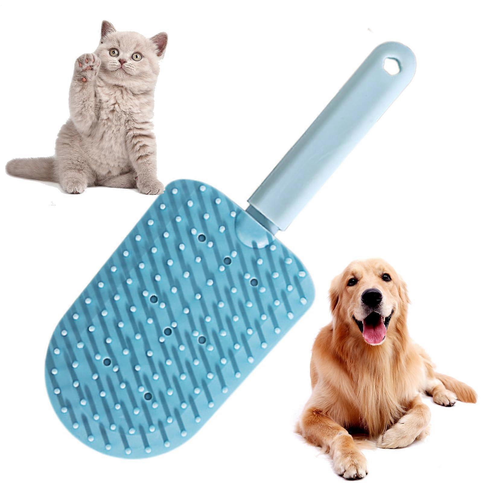 Pet Comb Massage, Gentle Detangling Tool With Ergonomic Non-Slip Grip, Ice Cream Design Brush, Puppies, Blue