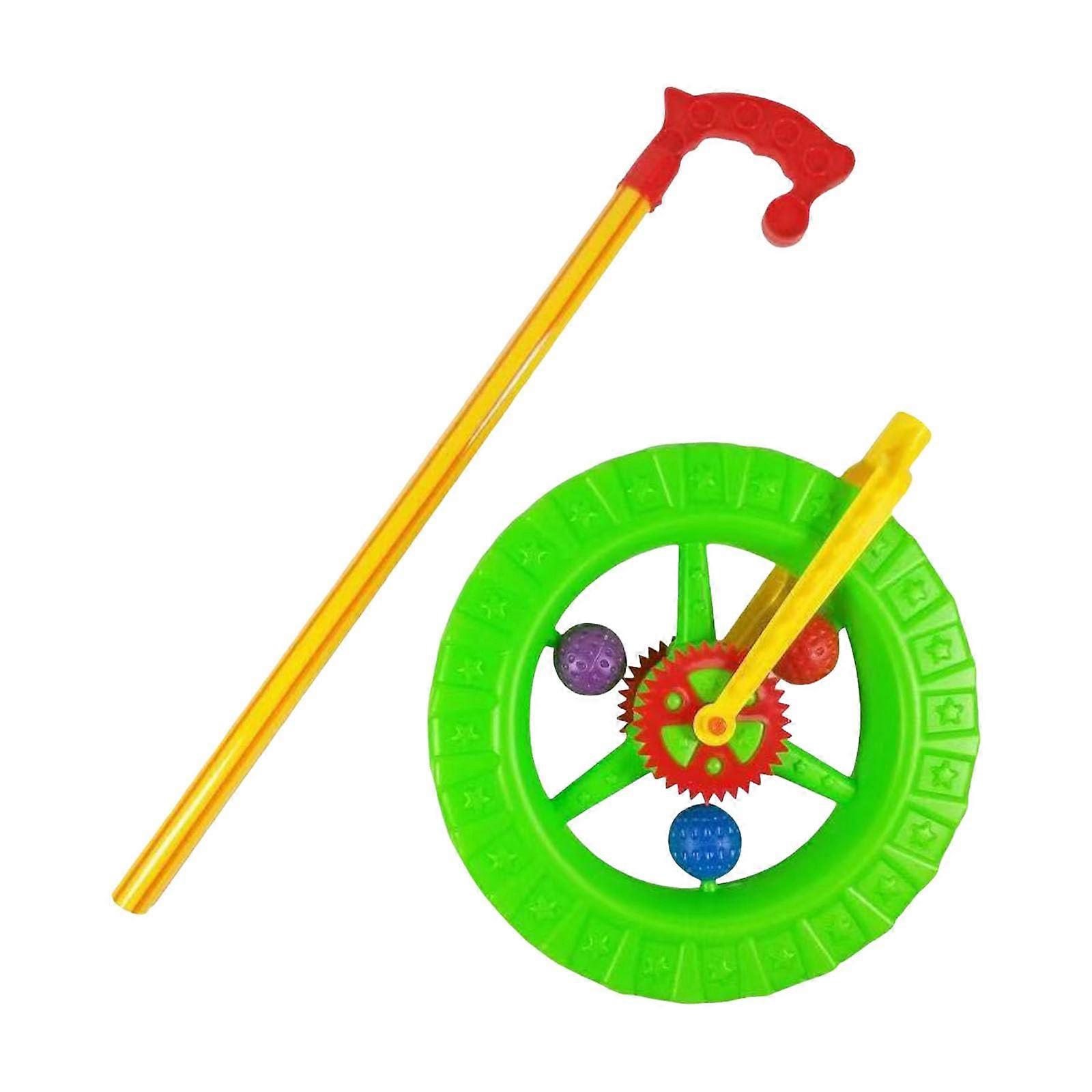 Plastic Learning Rotating Push Rod Cart for Boys and Girls - QkA373, Green, 23x23x8 cm, Durable Educational Toy