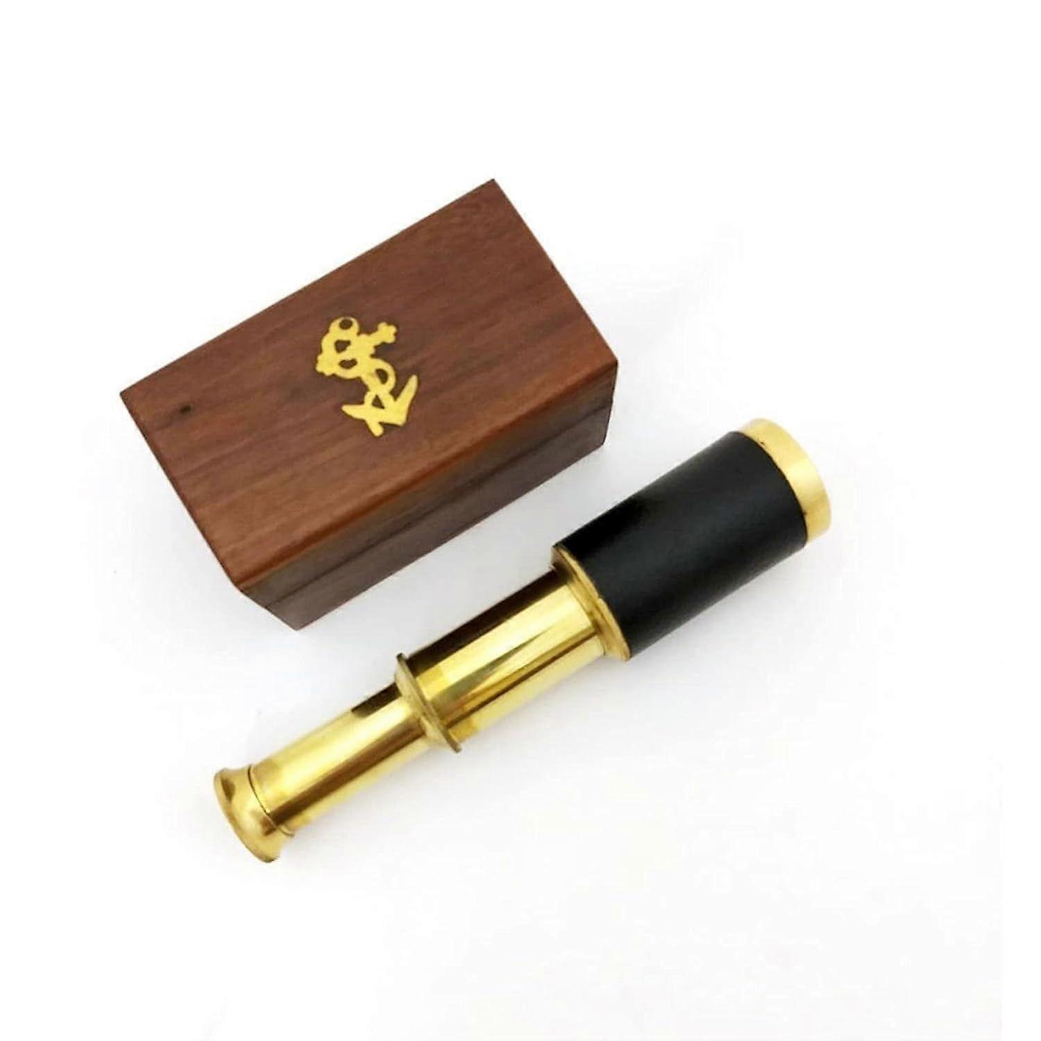 6' Handheld Brass Telescope with Wooden Box - Pirate Navigation