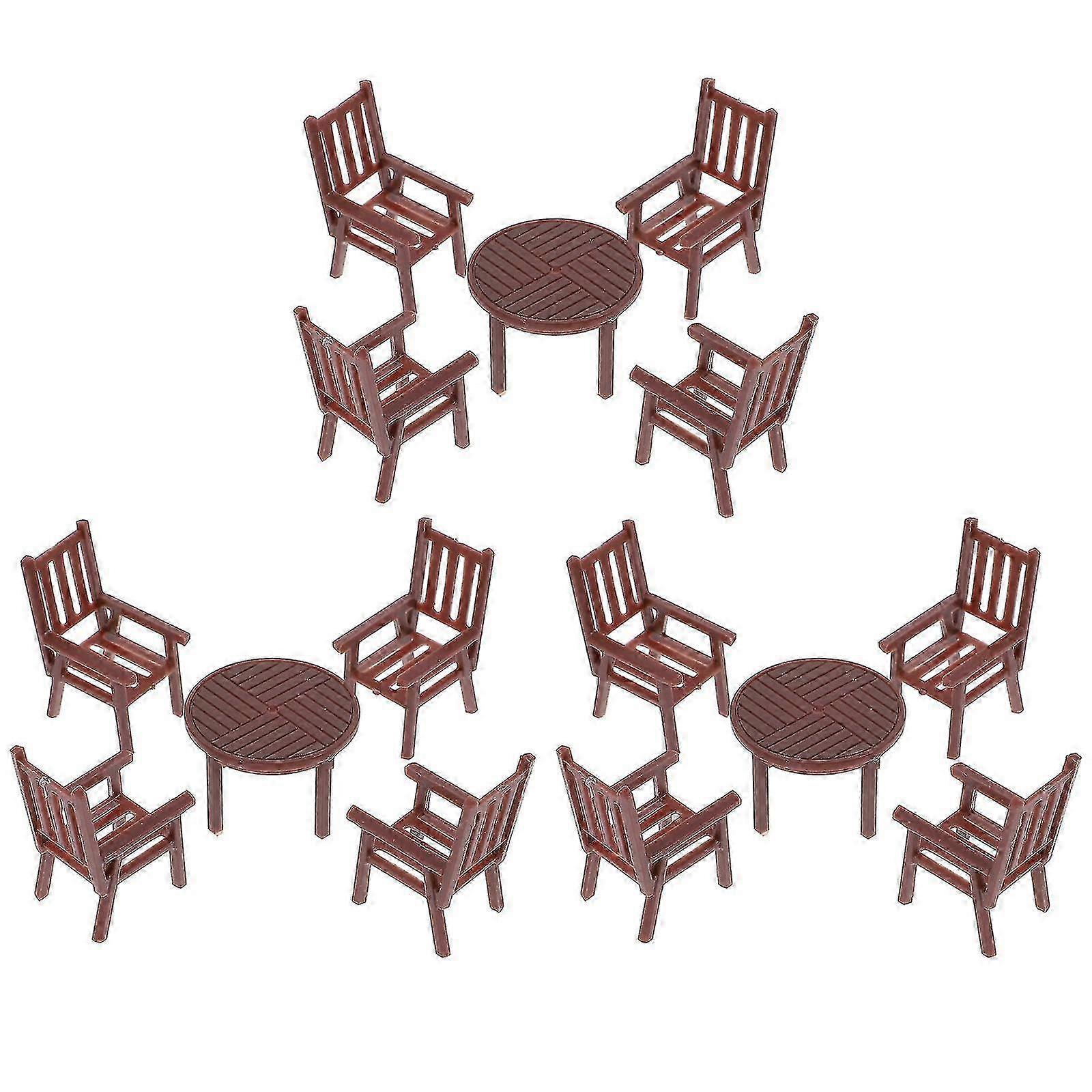 3 Sets Dining Room Table Decor Wooden Dinette Furniture Set Miniature Table Chairs