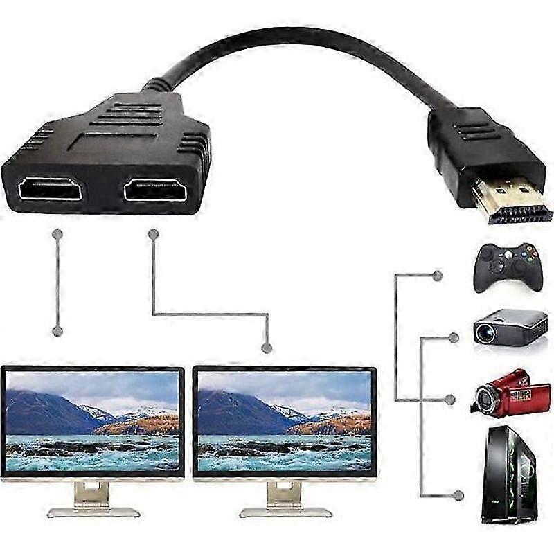 HDMI Splitter 1 in 2 Out 1080P HDMI Cable HDMI Male to Dual HDMI Female 1 to 2 Way Splitter Cable Converter Adapter for HDTV SZRH A-X