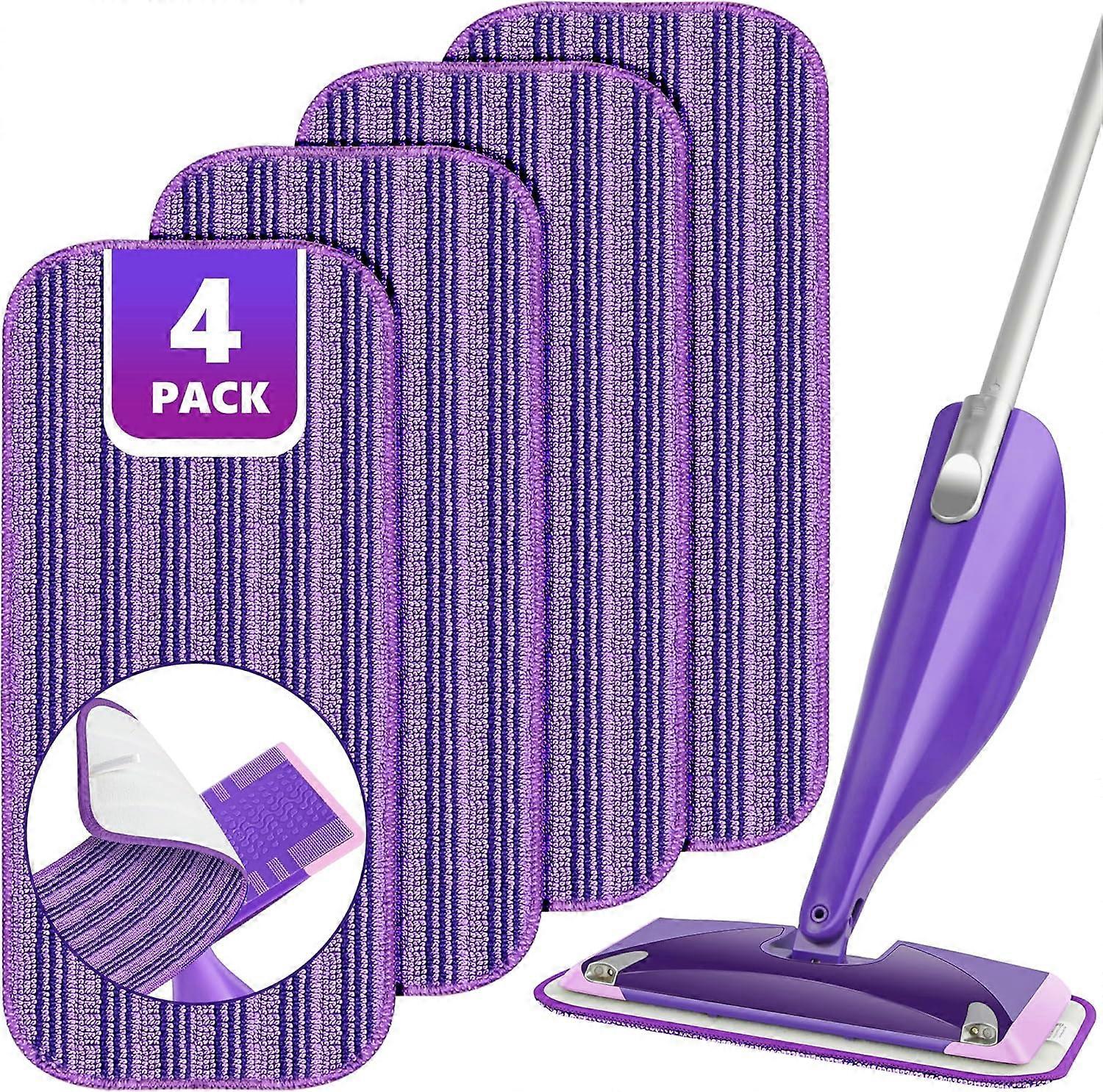 AURA 喷雾拖把补充垫,用于闪光灯 Powermop,4 件超细纤维拖把垫可清洗,适用于家用干湿地拖把