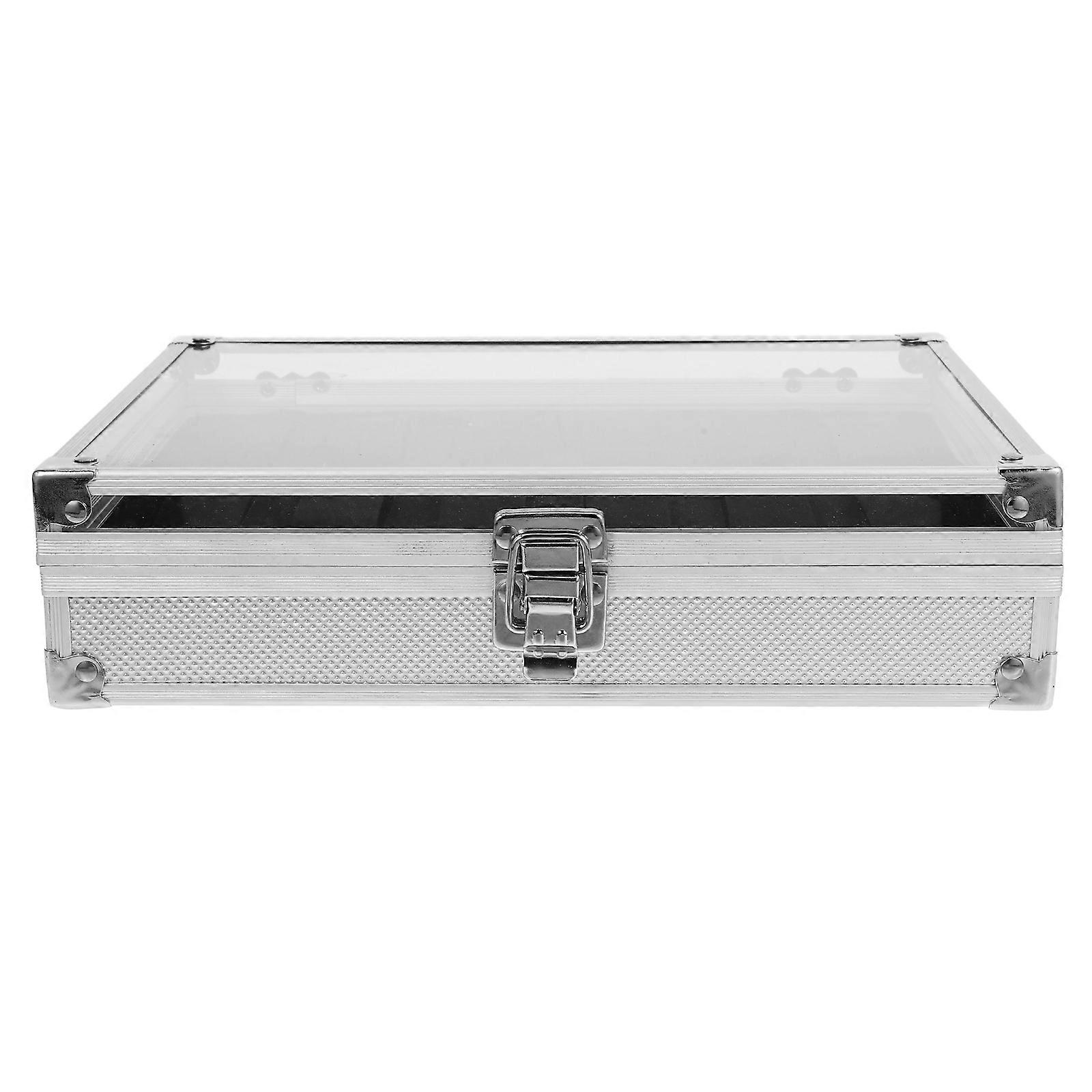 Watch Display Storage Box Aluminium Watches Box 12 Grid Slots Suede Inside 1Pack