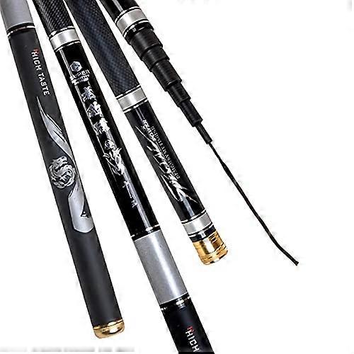 Super Hard 1: 9 power current fishing rod 4.5 m carbon telescopic pole for carp trout (black)