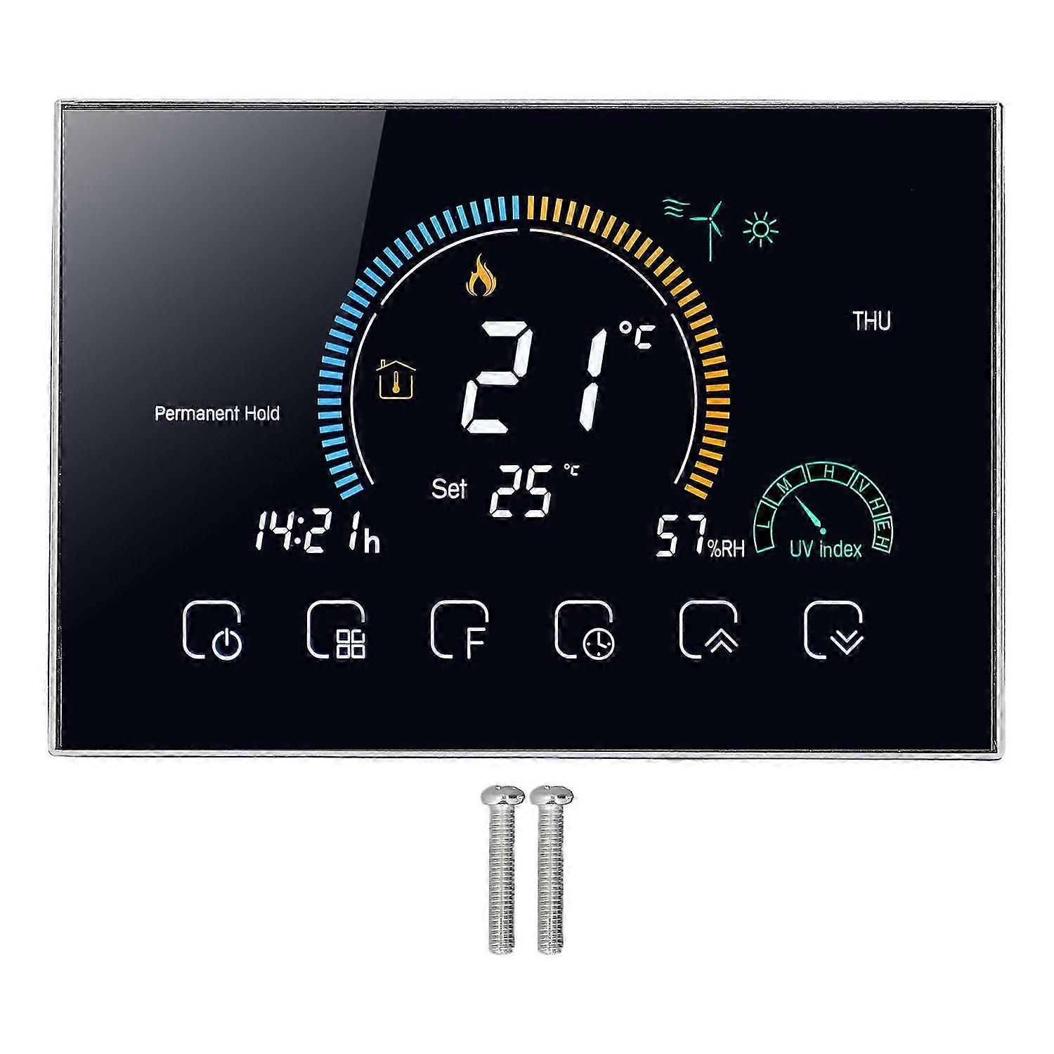 Central Air Conditioner Thermostat LED Touch Screen Programmable Smart WiFi Temperature Controller 95240V Black