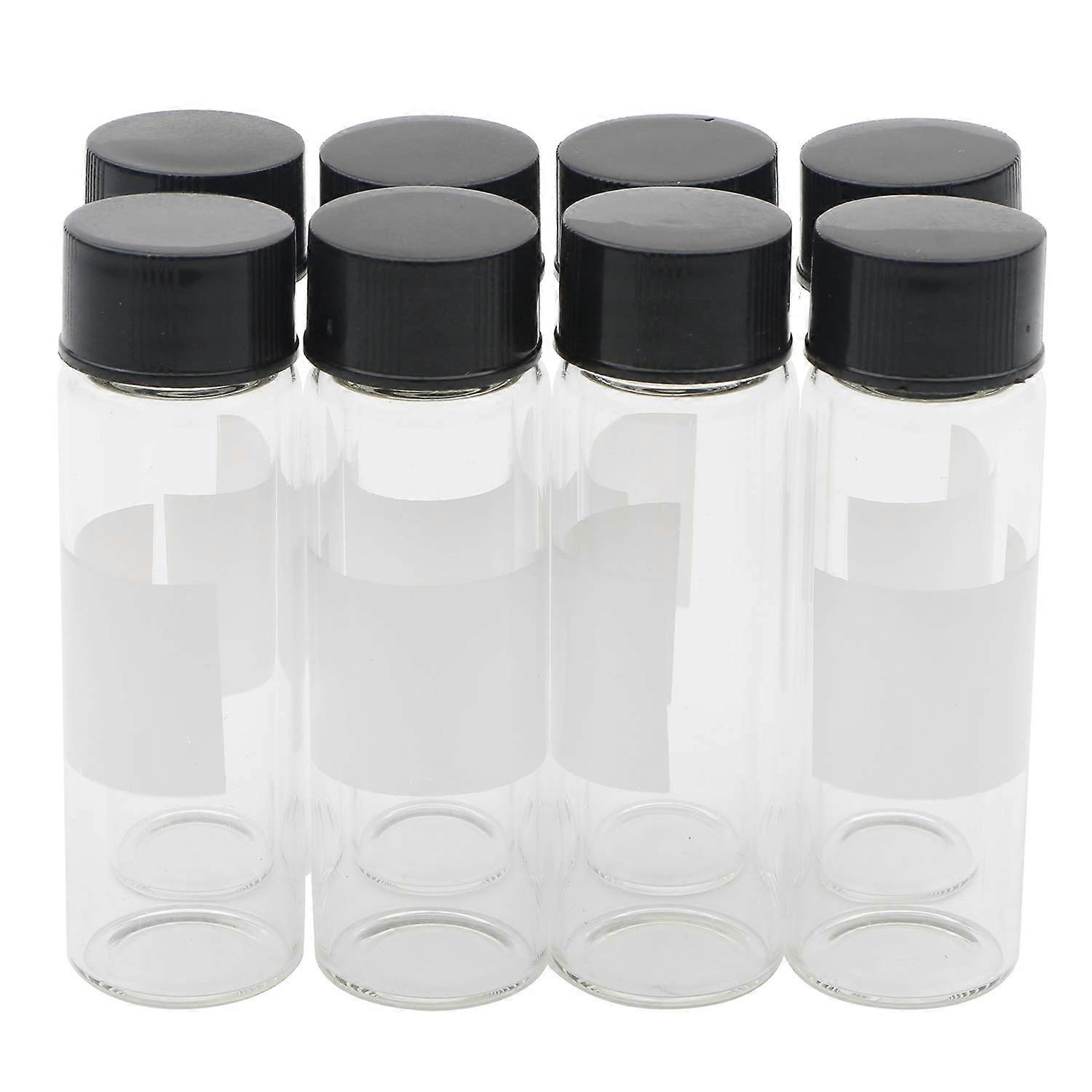 Clear Liquid Sample Glass Bottles 15ml with Writing Patches and Screw Cap - Pack of 8 for Storage and Measurement