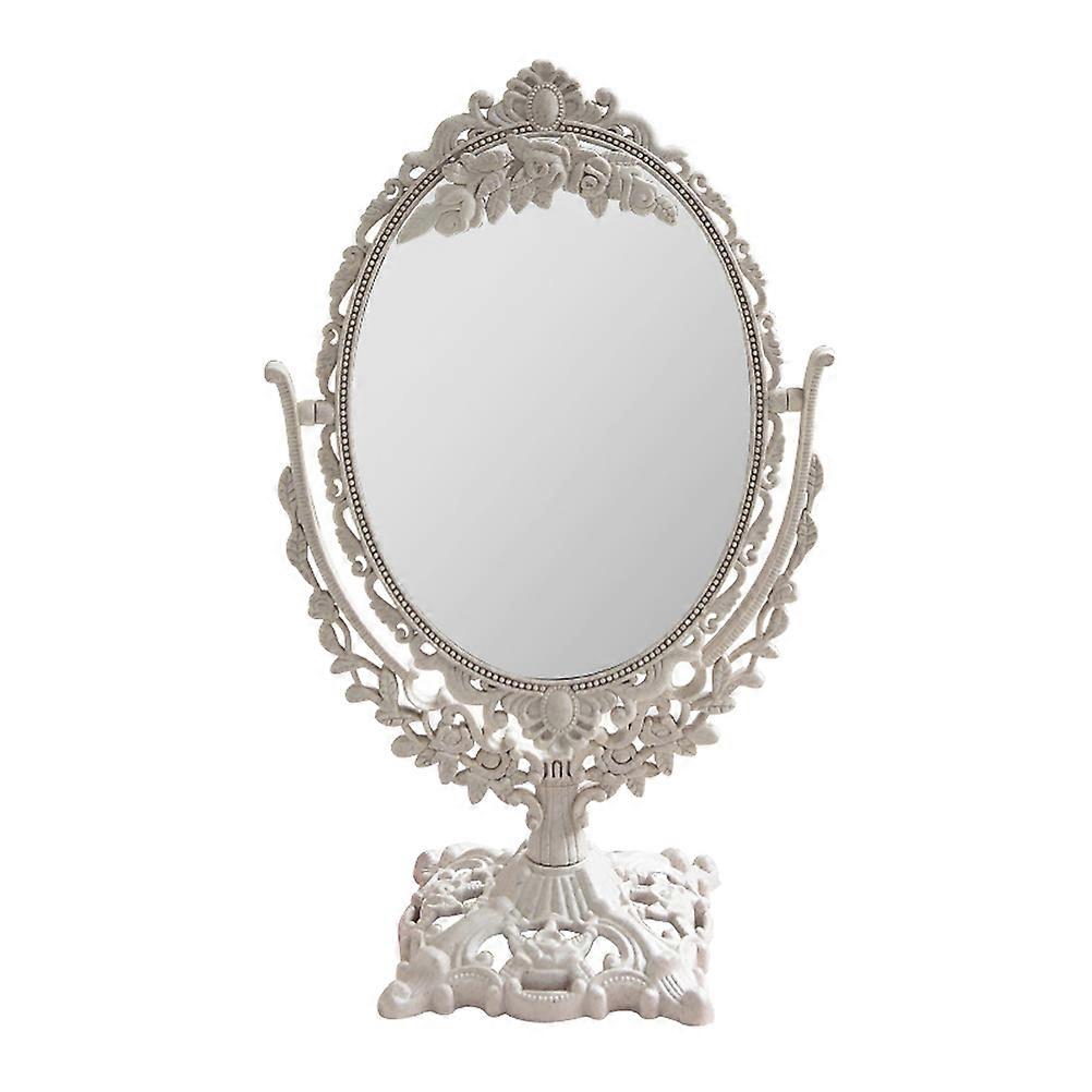 Retro Style Relief Ornament Makeup Mirror Unique Desktop Vanity Mirror for Home, Dormitory & Dressing Room Use with Delicate Surface Design