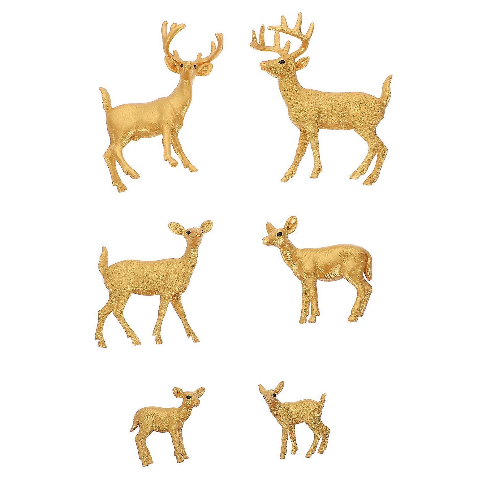 Tiny Deer Figurines Simulation Animal Ornaments White Color For Home Decor 6Pcs