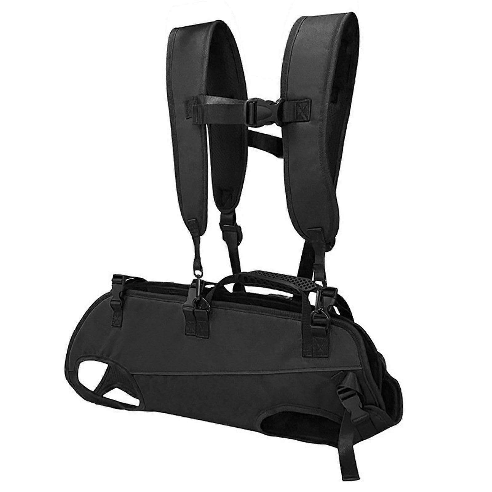 Pet carrier bag with breathable, adjustable shoulder strap, horizontal hugging design for outdoor walks, short trips, pet carrier black M