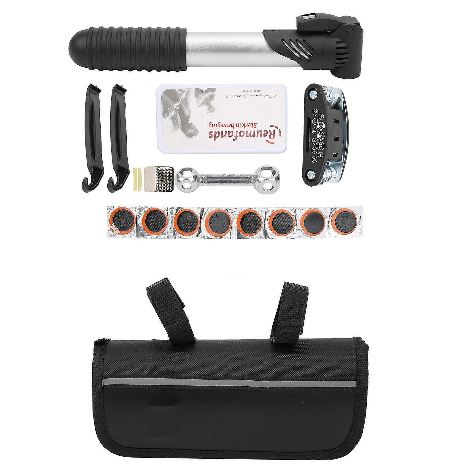 Bicycle Repair Bag Set Tire Fix Tool with Pimp Patches Wrench Storage Pack Repairing Tool