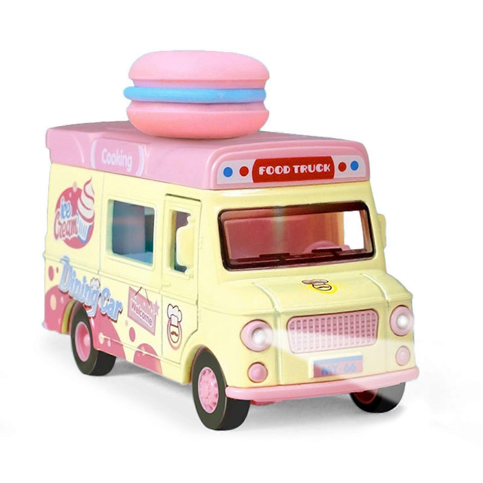 Children's toy macaron fast food truck simulation, playing house, rebound alloy car model