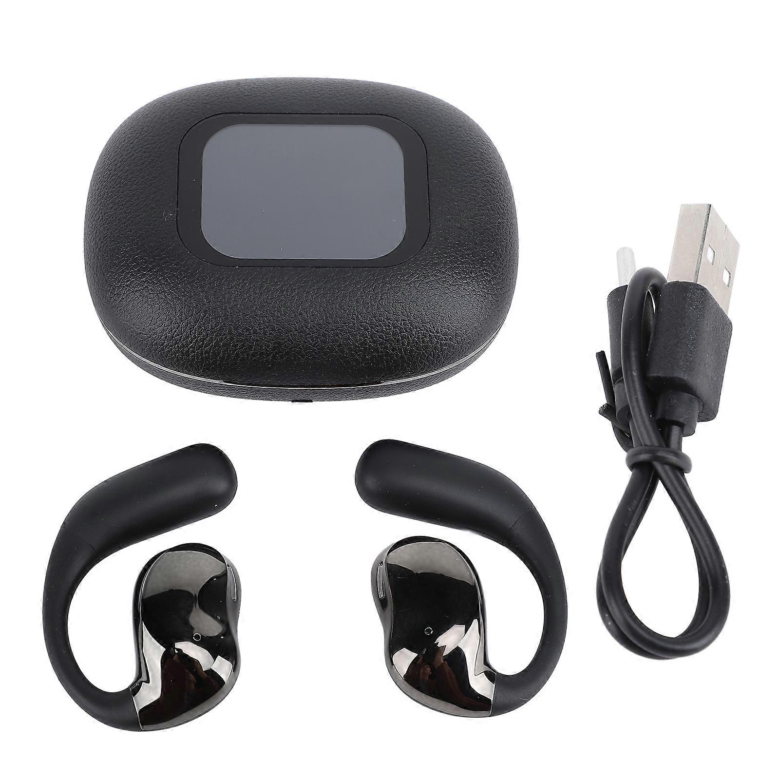 Open Earbuds Wireless Clip-On with Noise Cancelling and Touch Control Display - Black