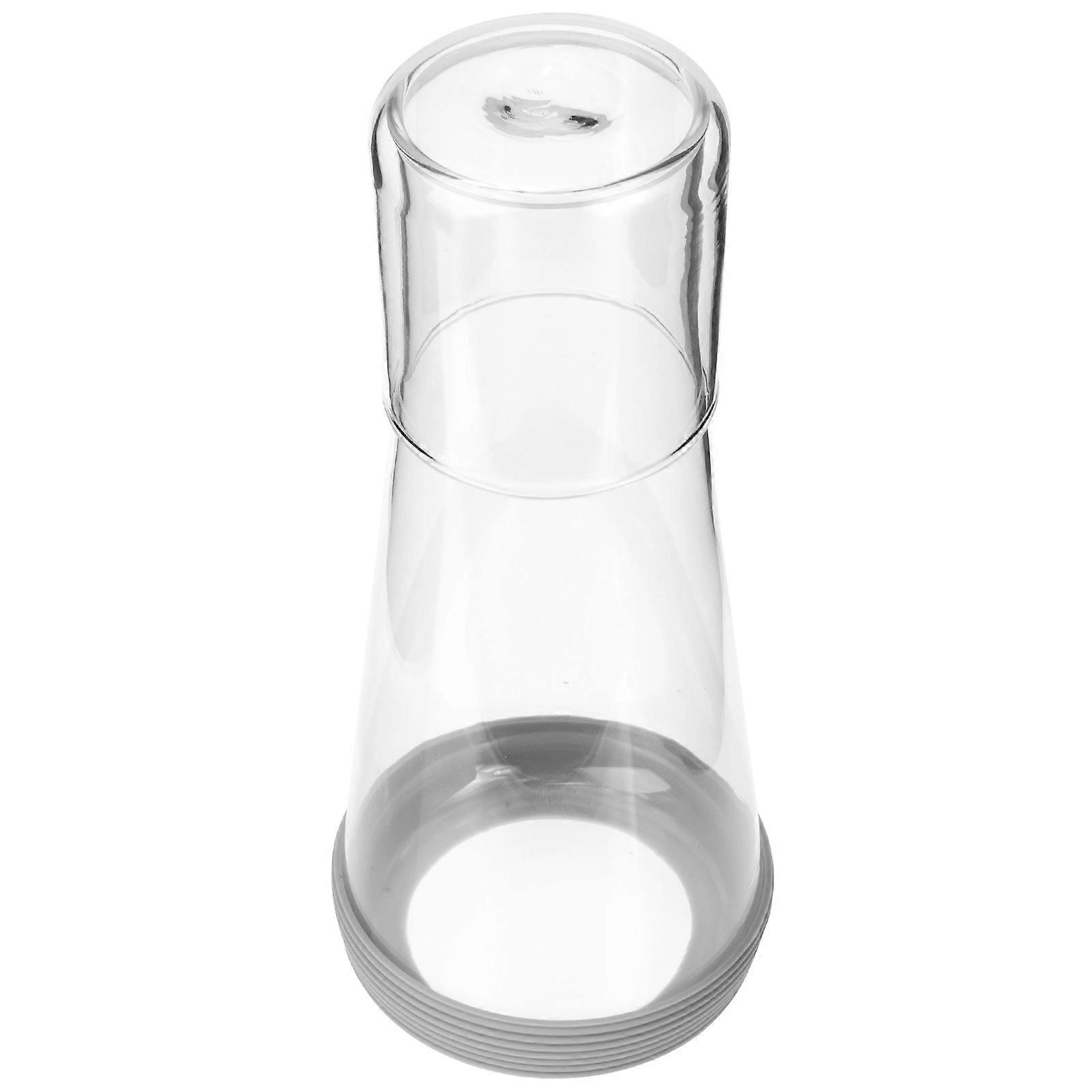 Glass Water Carafe with Gray Silicone Ring Leak Resistant Desktop Pitcher Transparent Elegant Cold Kettle for Home and Office Bedroom Living Room Use