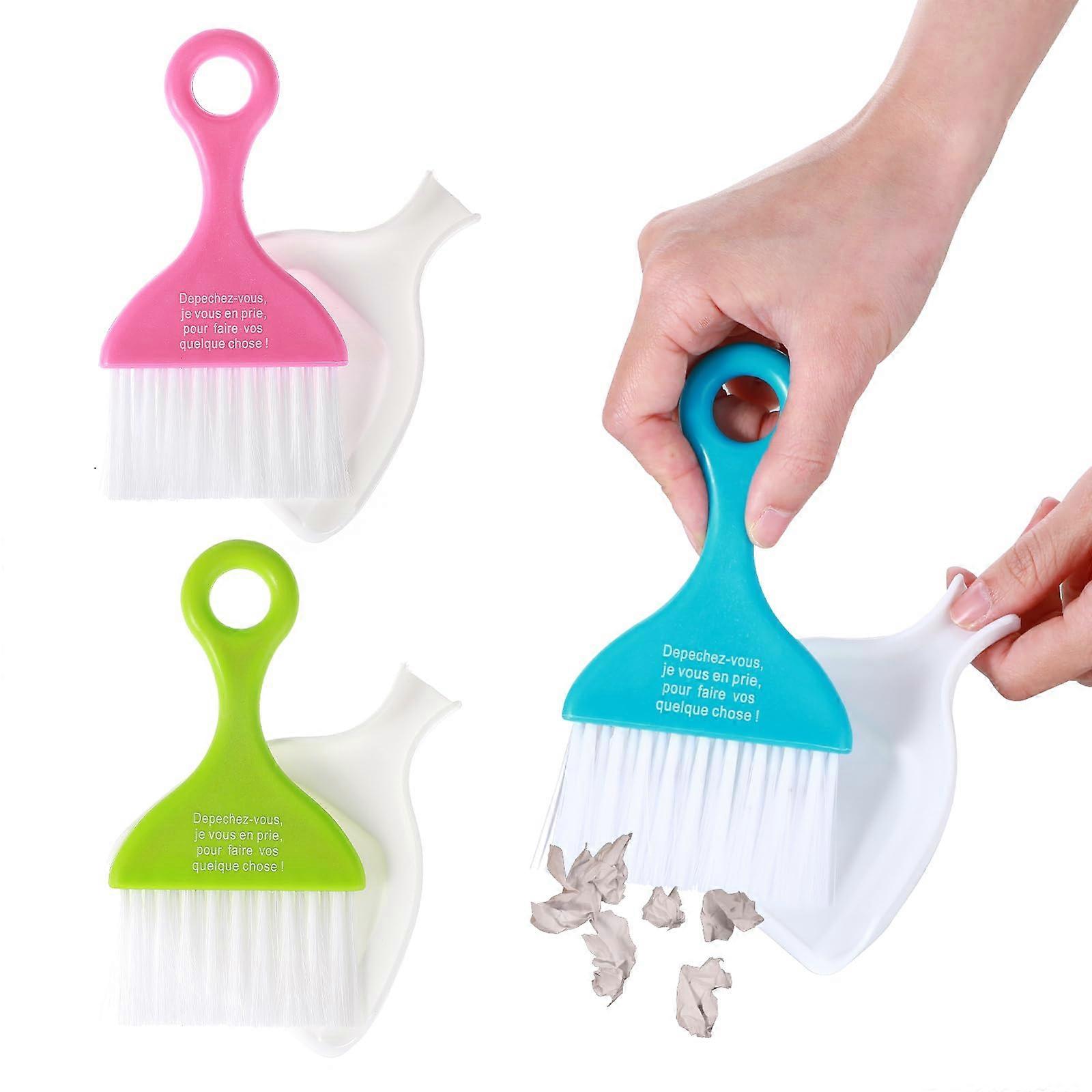 Mini Dustpan Set Brush 3Piece Table Broom Tiny Dustpan Small Dustpan with Brush Keyboard Sweeper Dustpan Desk Cleaning Tool for Car Nest Worktop