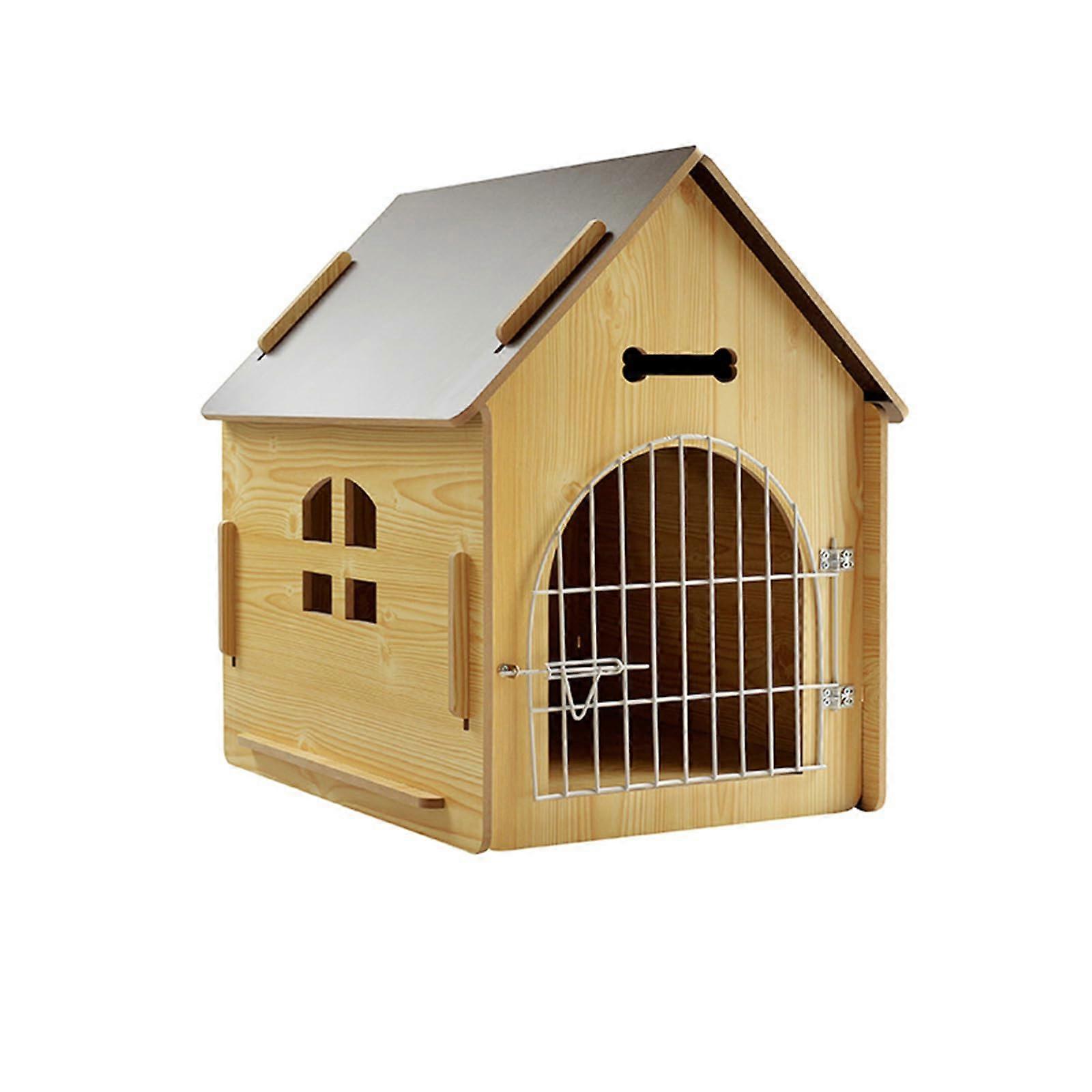 小型犬或猫的室内狗屋,舒适的木质设计,小床屋,D,80*55*74cm