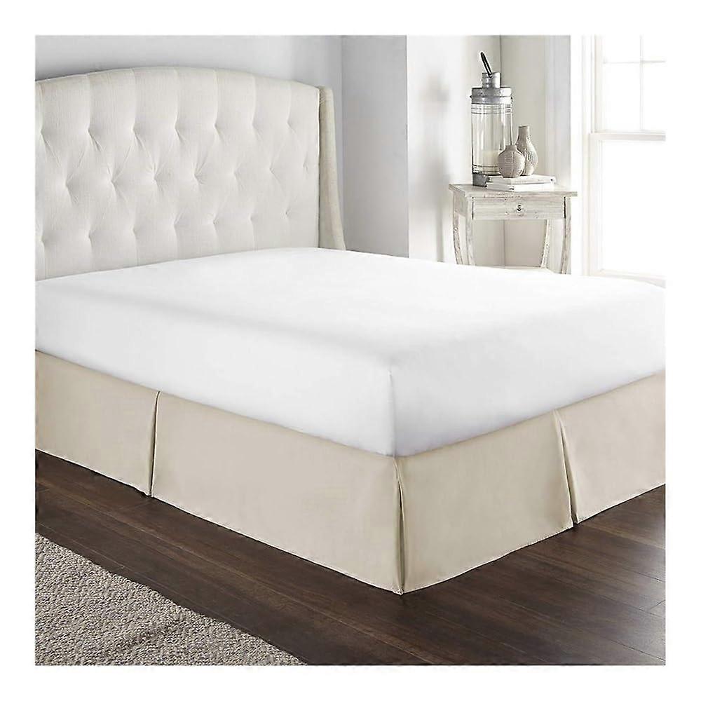 Comfy Soft Pleated Bed Skirt with Wrinkle and Fade Resistant Fabric, 15 Inch Deep Bed Linen (No Platform), Cream, 80 x 190 x 35 cm