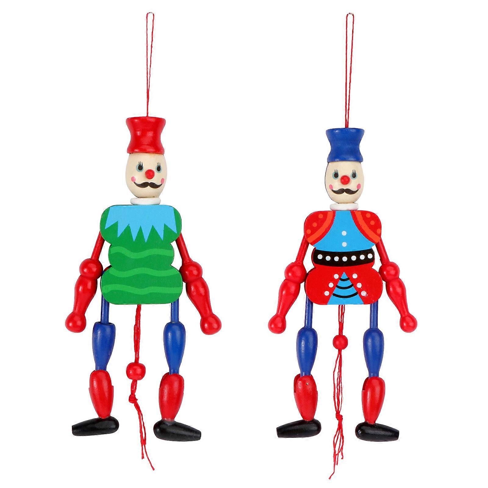 Mini Nutcracker King Puppet Handmade Figure For Holiday Occasions Wood Material 2Pcs