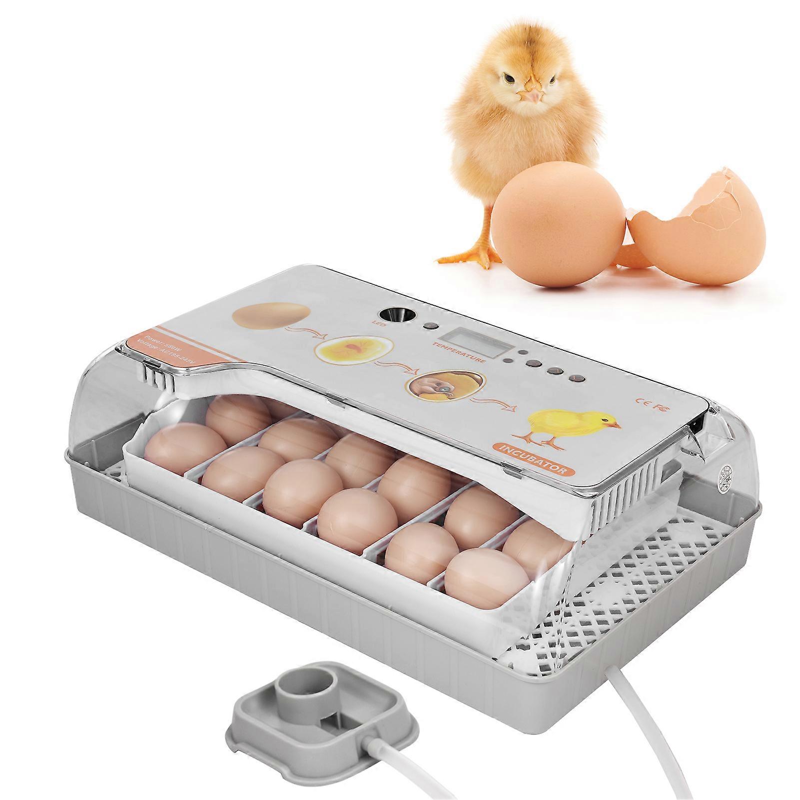Digital Egg Incubator 20 Eggs Poultry Hatcher with Auto Egg Turning Temperature Control LED Light Temperature Humidity Alarm Incubator for Chicken Du