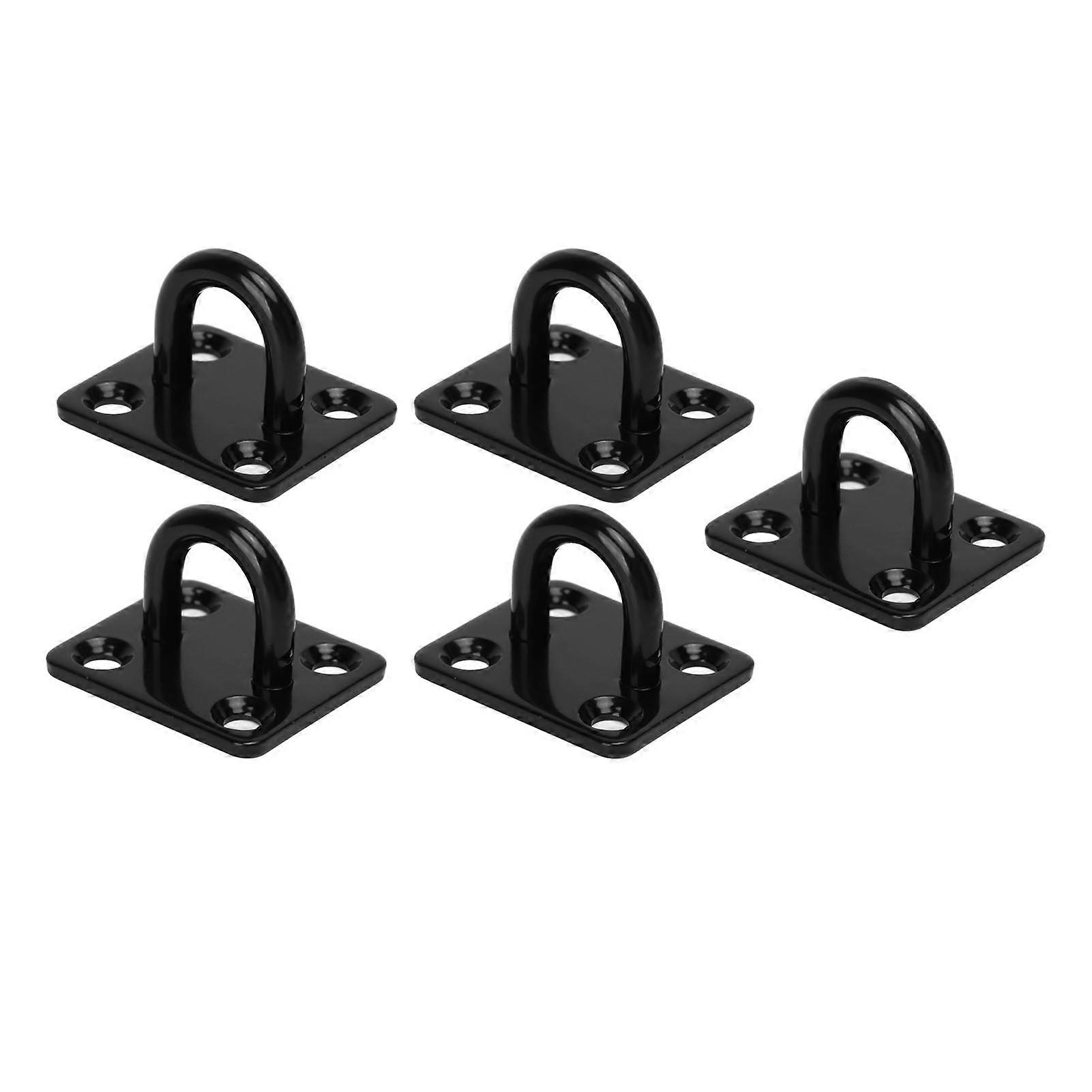 5Pcs Thickened Stainless Steel Ceiling Hook Reinforced Load Bearing Door Buckle Fixing Buckle Stainless Steel Eye Plate Black 6mm 