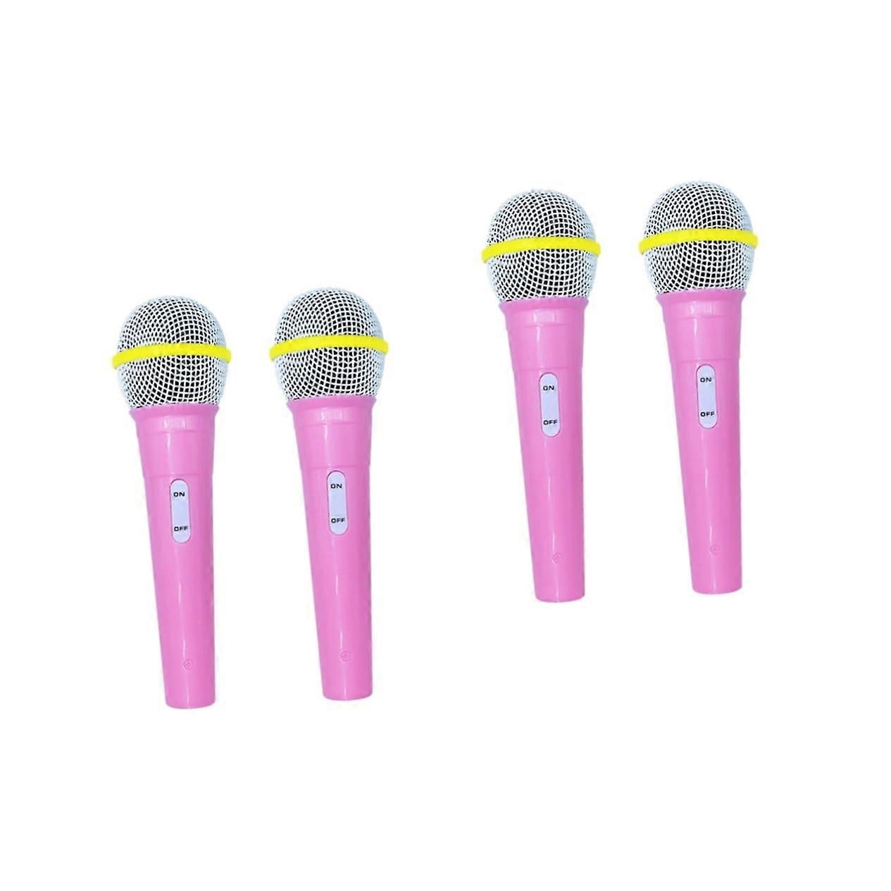 4 Pieces Microphone Toy Simulation Christmas Stocking Pink Plastic Child