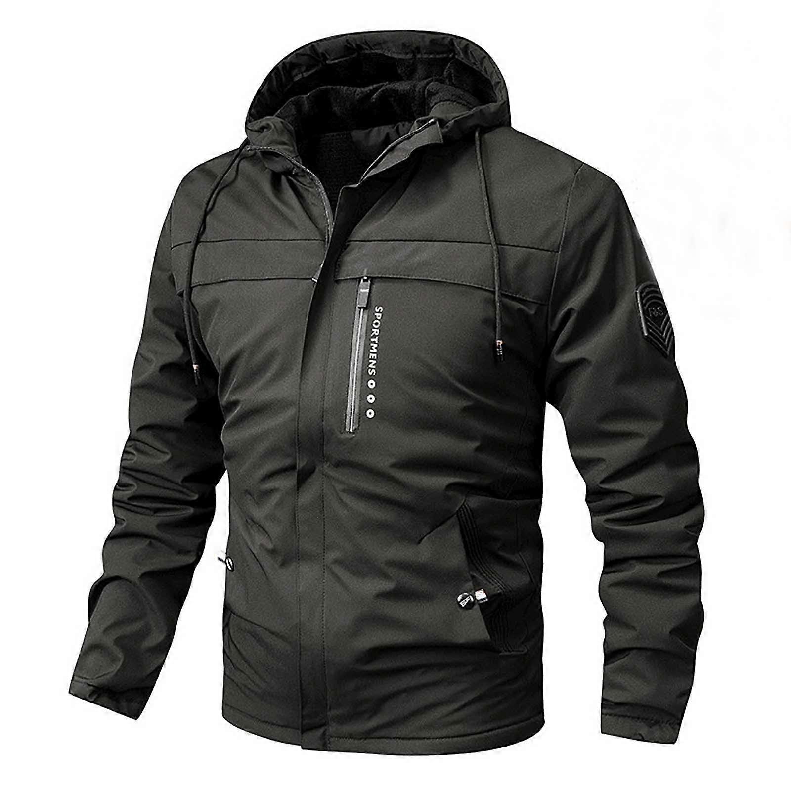 Winter Jacket Men's Long Warm Thick Transition Coat Parka Softshell Quilted A2 Black XL