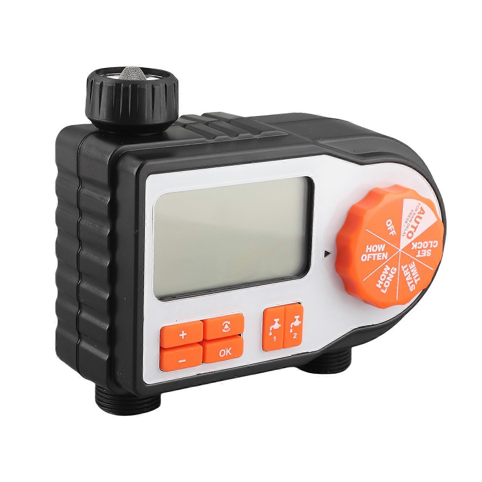 Digital Automatic Watering Timer with 2 Hose Connectors Programmed Garden Irrigation Timer Faucet Sprinkler Intelligent Irrigation Controller for Law