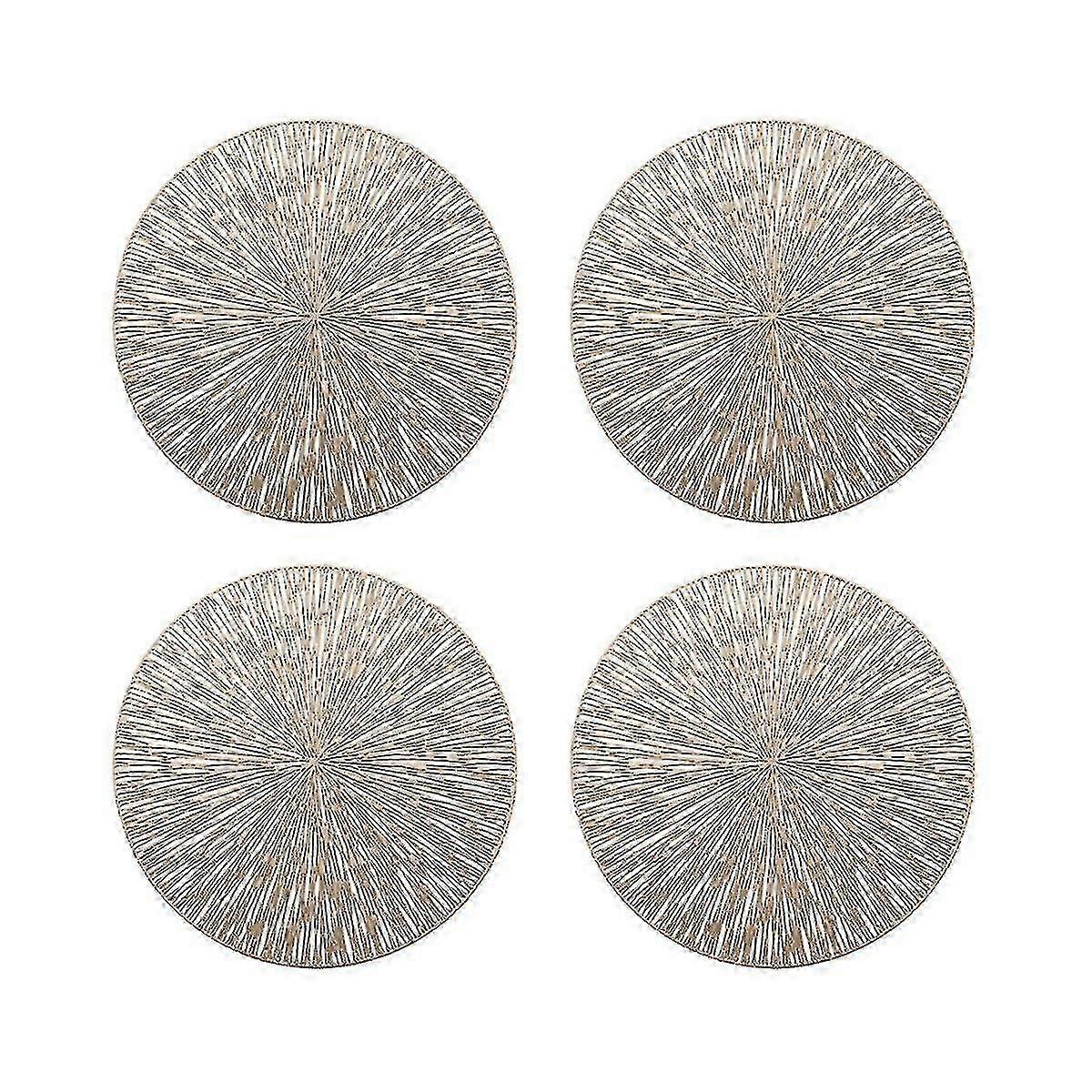 4-Piece Round PVC Placemats for Dining Table - Anti-Hot Meal Mats with Hollow Design for Restaurant & Home Use, Perfect for Steak and More