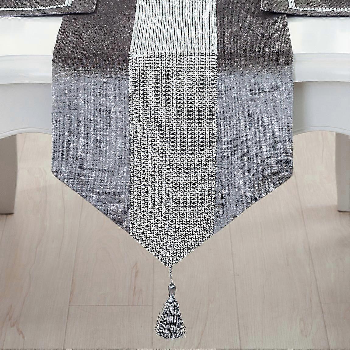 Sequin Rhinestone Diamond Table Runner (13" x 82", Grey)
