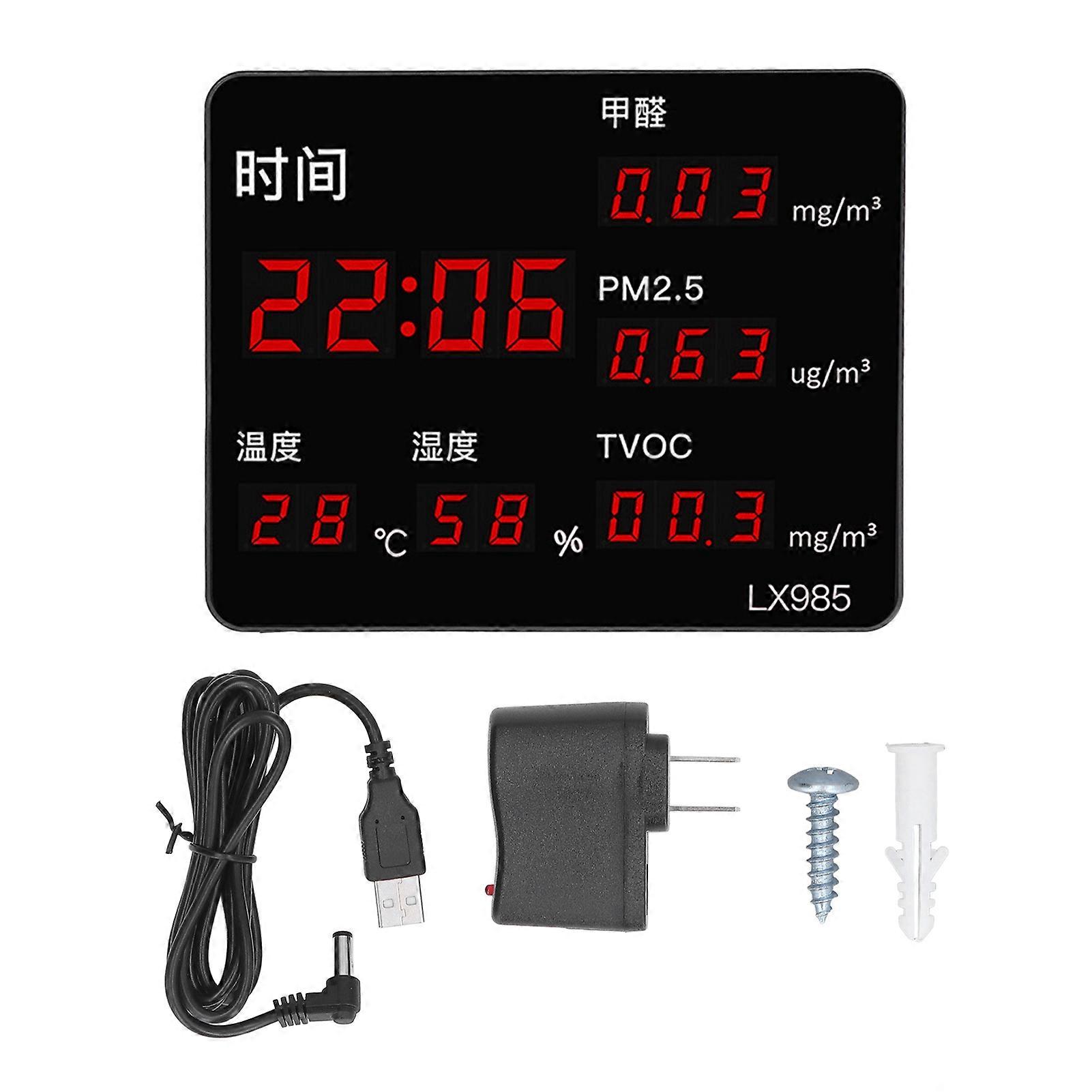 Environment Detector Air Gas Monitor Temperature Humidity Formaldehyde Alarm 100‑240V
