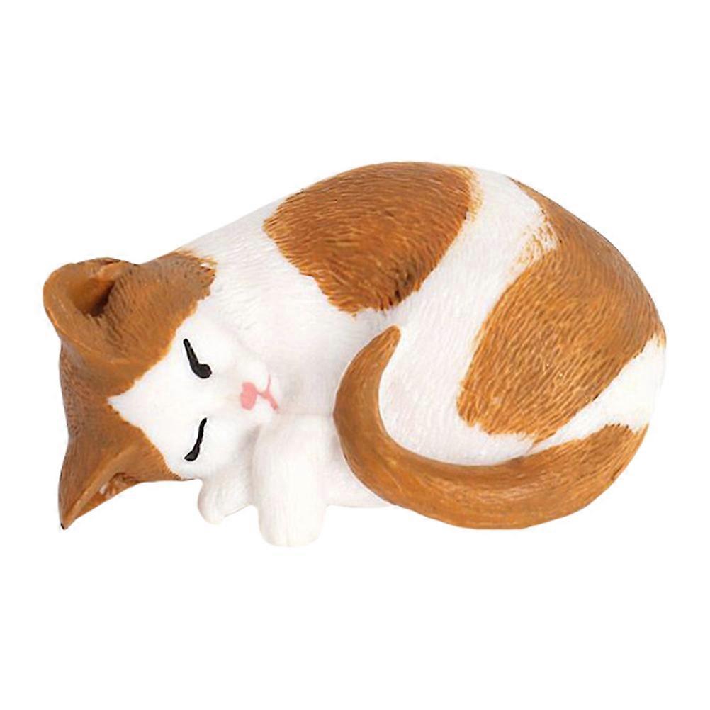 Cute Cat Sculpture, Realistic Kitten Figurine for Home Decor, Sleeping Cat Statue Ideal for Playroom and House Decoration