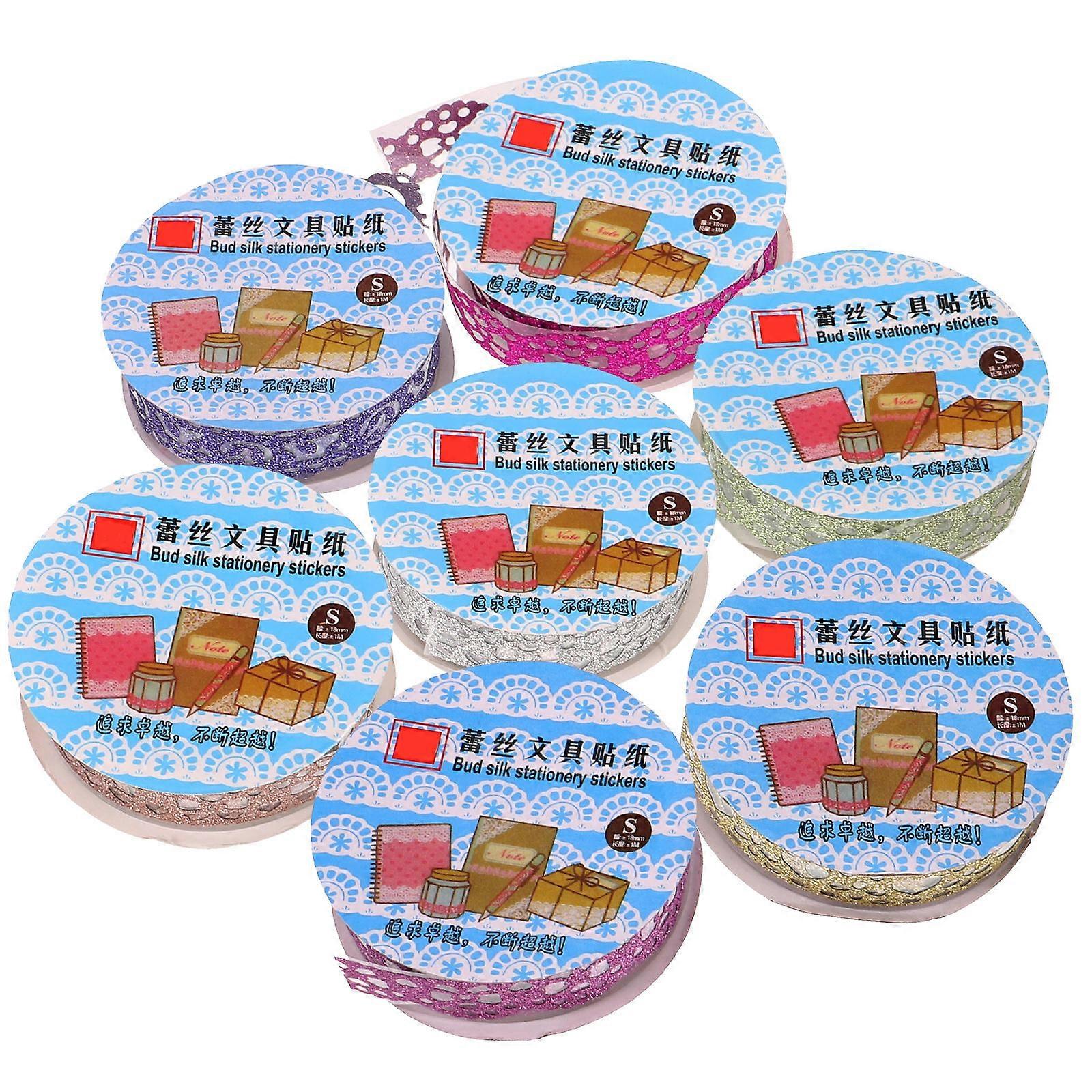 7 Rolls Gift Wrapping Tape Lace Sticker Self Adhesive Tape Mixed Style