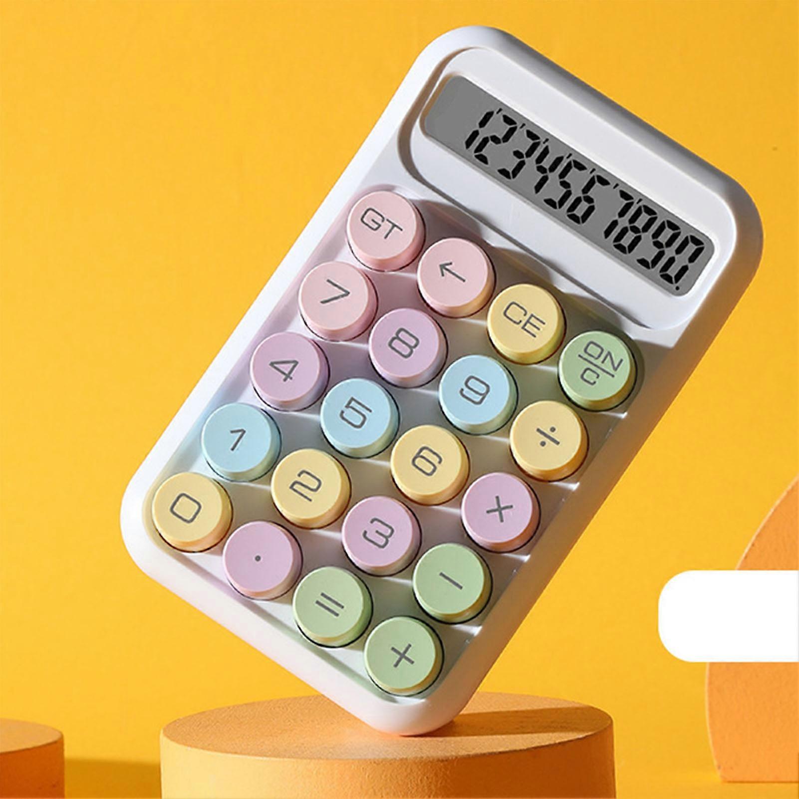 Scientific Calculator 10 Digit LCD Display Portable Mechanical Button Calculator for Exams Accounting Tasks White