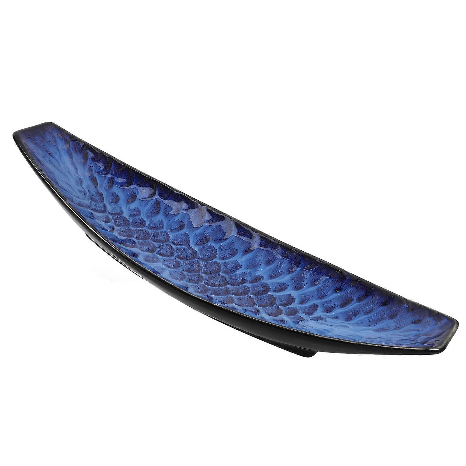 Fisk Keramisk Tallerken Keramisk Langformet Tallerken For Laks 36,5x13cm Servering 1Sett