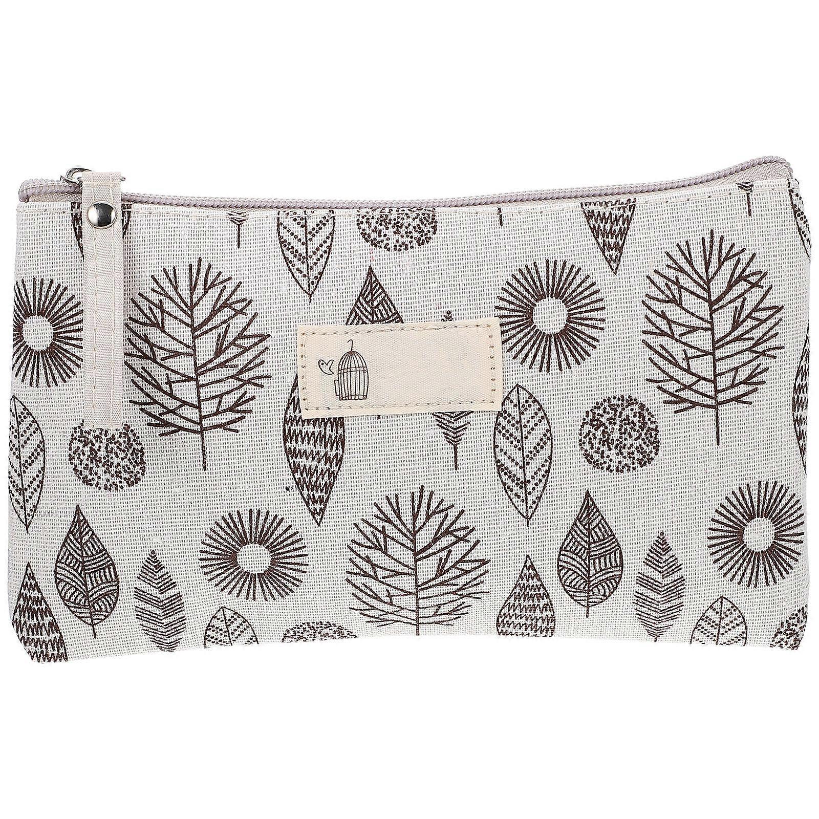 Makeup Bag for Women Canvas Material Leaf Shape Practical Design Suitable for Cosmetics and Toiletries 8.5×5.1×0.2in 1Pack