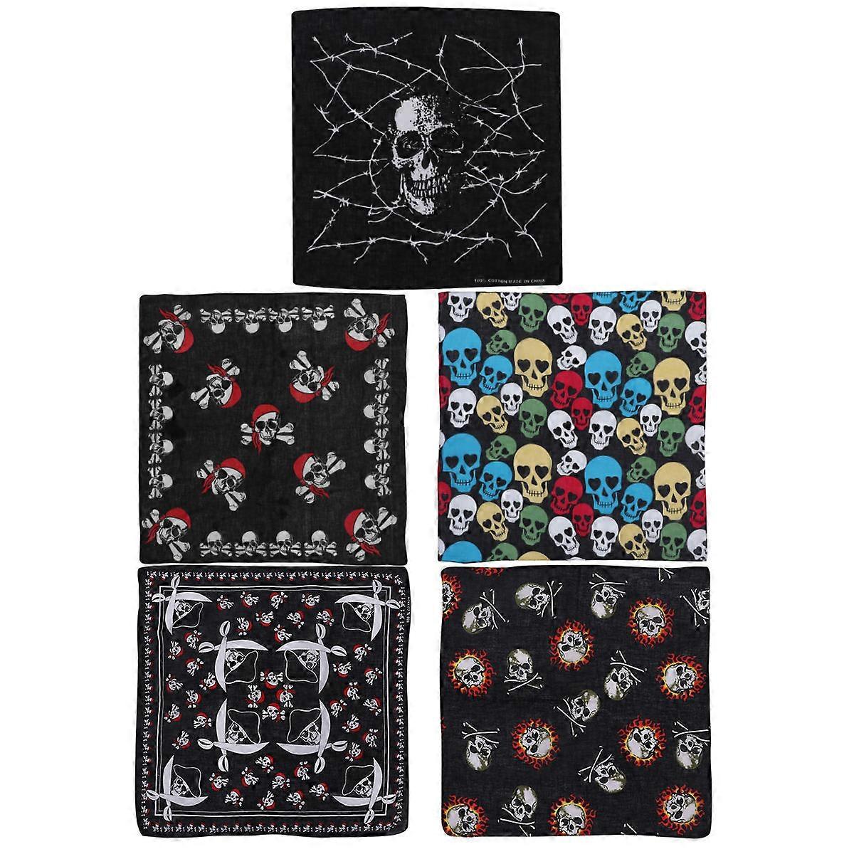 Sweat Resistant Headbands For Women 5Set High Elastic Head Wrap Mixed Style Assorted Color Cotton 55x55 Cm For Yoga Running
