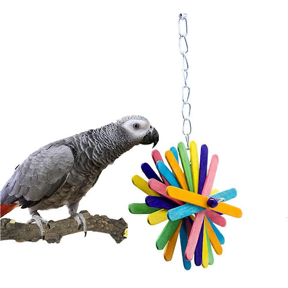 Natural Parrot Toys Wooden Chewing Strings Toys Assorted Color Hanging Ornaments For Parrots 1Pack