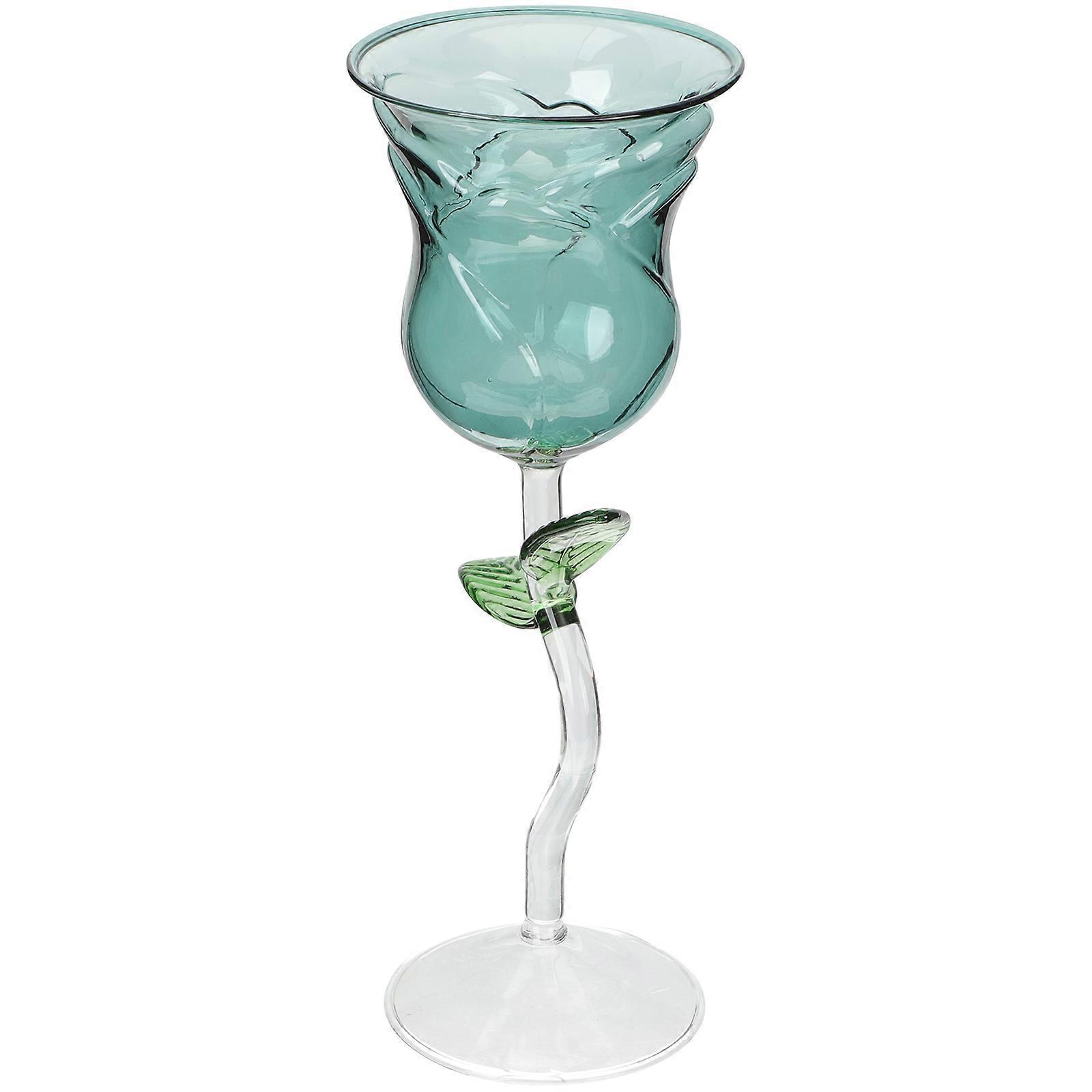 Elegant Style Rose Flower Wine Glass For Home Office Party High Transparency 23x8.5cm 1Pcs
