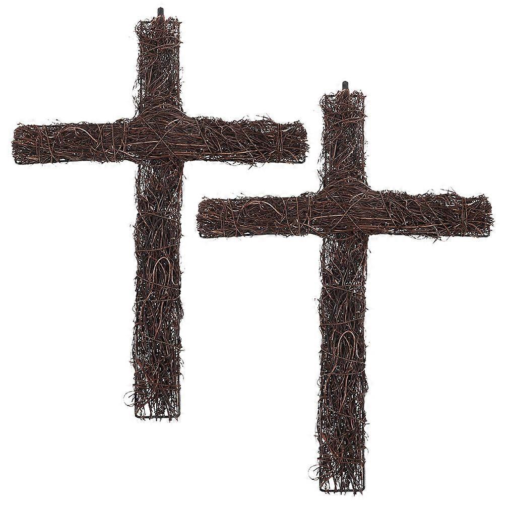 Rattan Woven Cross Wreath Frame for Outdoor Garden Easter Religious Decor – Versatile DIY Use for Church, Home, and Library