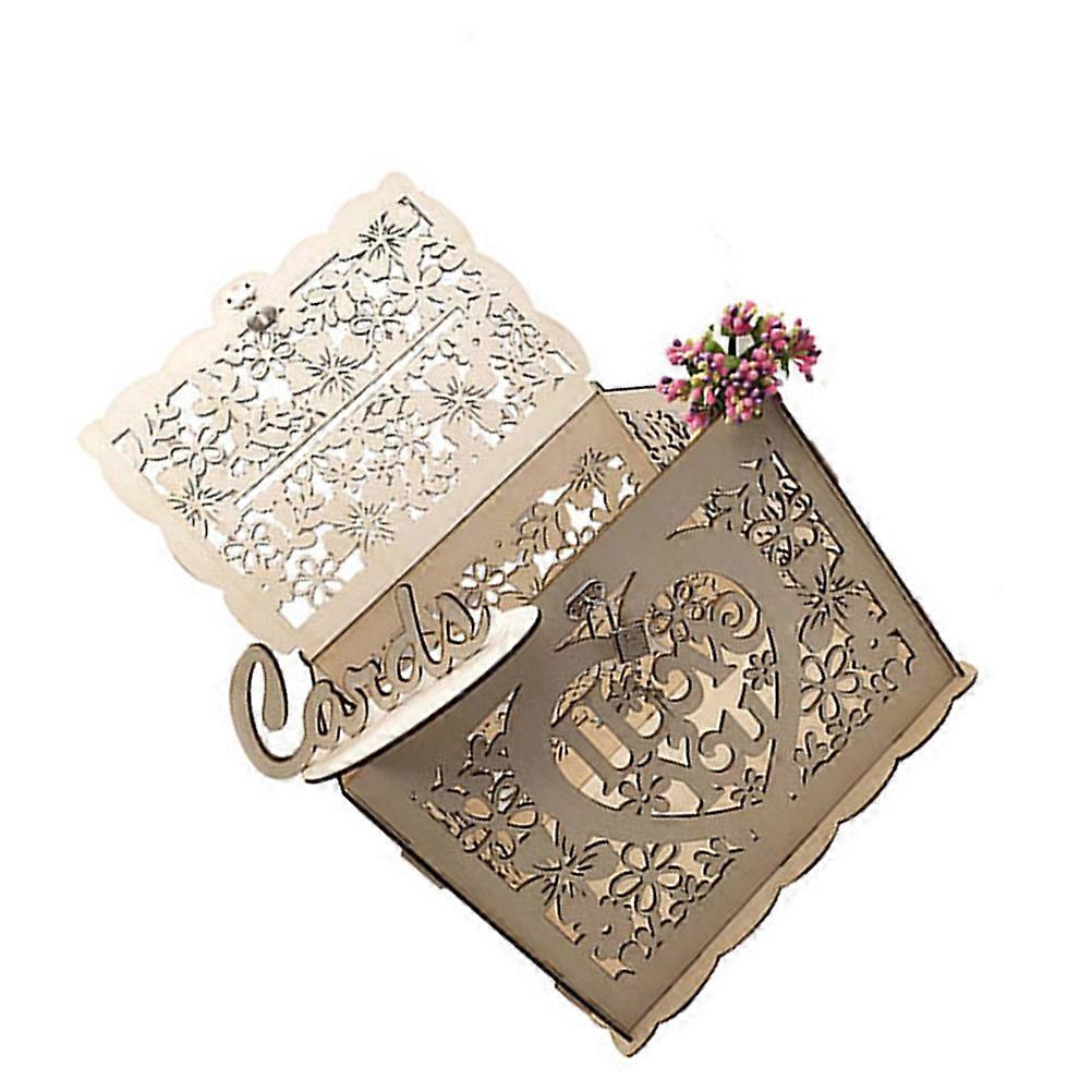 Wedding Check-In Box Couples Event Organizers Bamboo Rectangular 11.8×8.9×8.9In Storage 1Pack