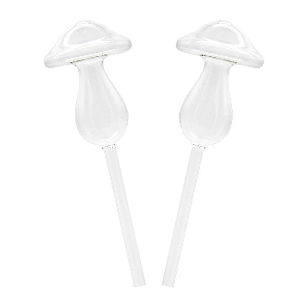 Mushroom Shaped Watering Spikes Glass Clear Self-Watering Device Home Users Transparent 10.61x2.75x2.75Inch 2Pcs